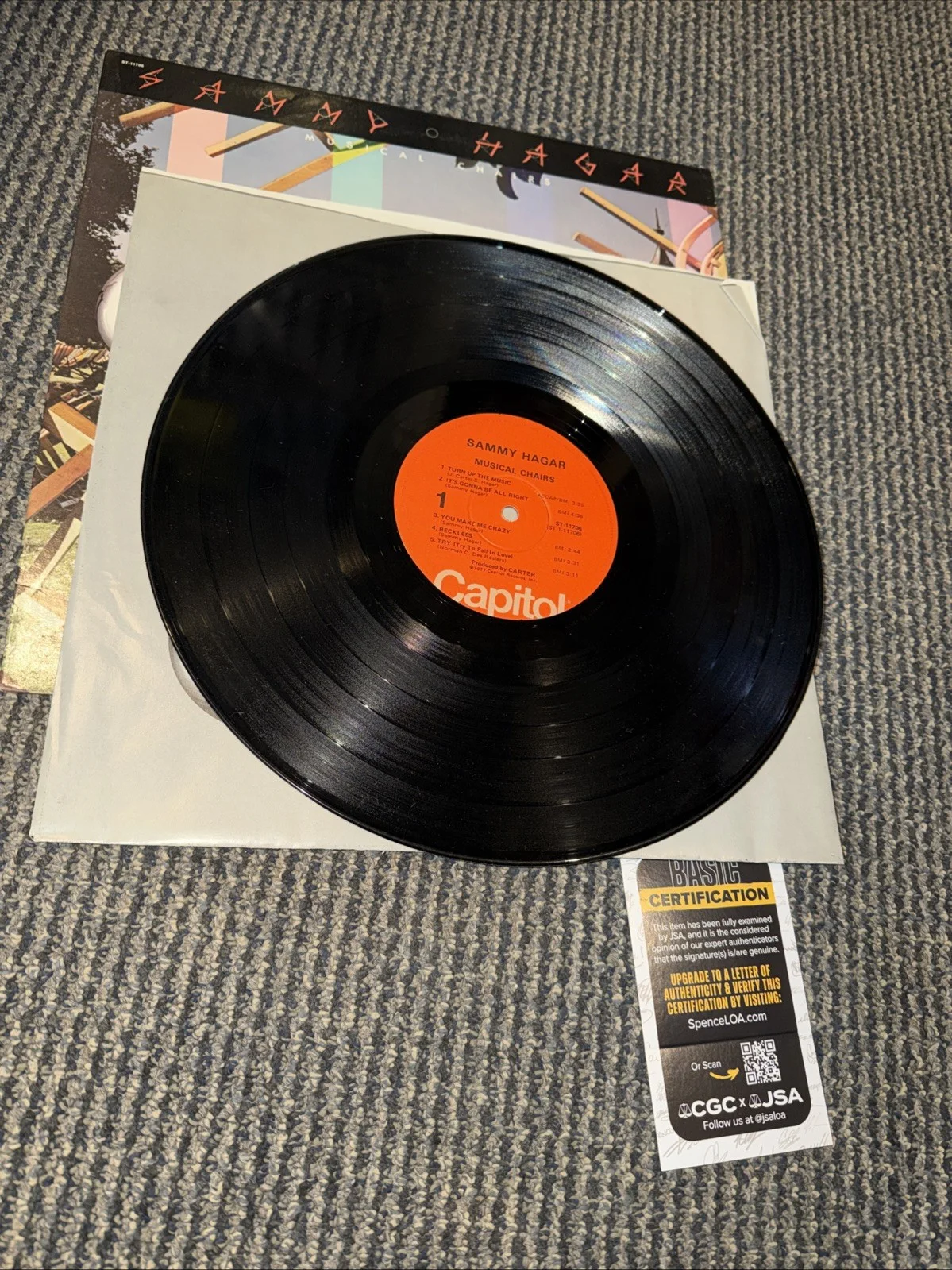 Sammy Hagar Signed Autographed Record Musical Chairs Vinyl Record Lp w JSA COA, image 4