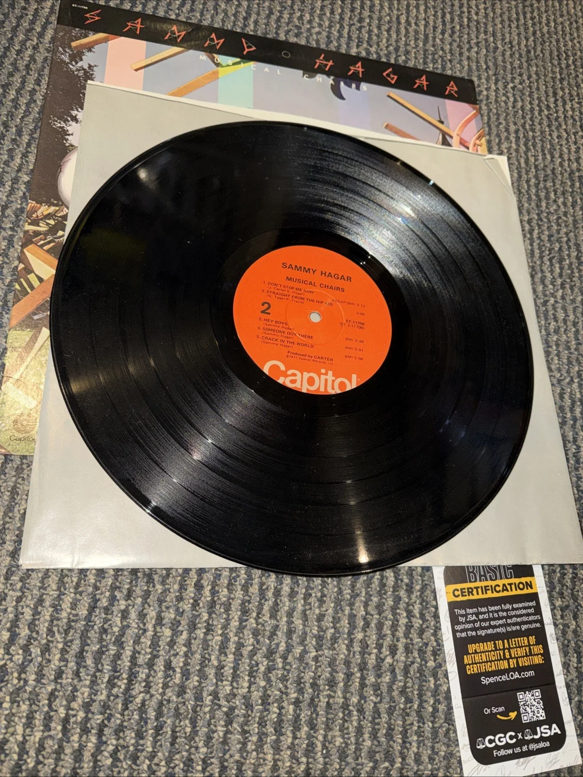 Sammy Hagar Signed Autographed Record Musical Chairs Vinyl Record Lp w JSA COA, image 5