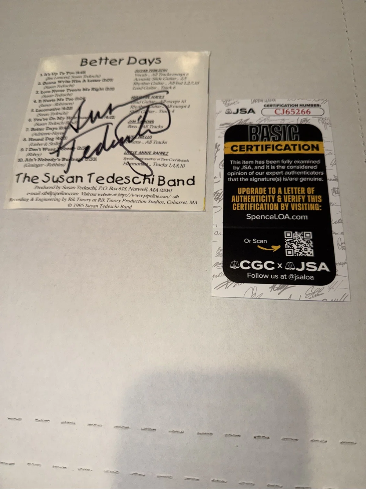 Susan Tedeschi Signed Autographed CD Cover Booklet Better Days W/ JSA COA, image 2