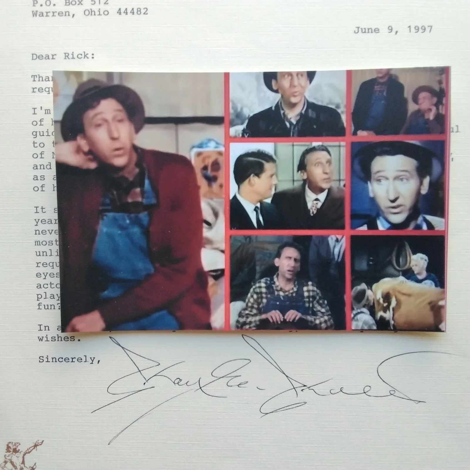 Kay Kuter SIGNED 1997 Letter Photo Movie TV Actor Green Acres Star Trek Warlock, изображение 2