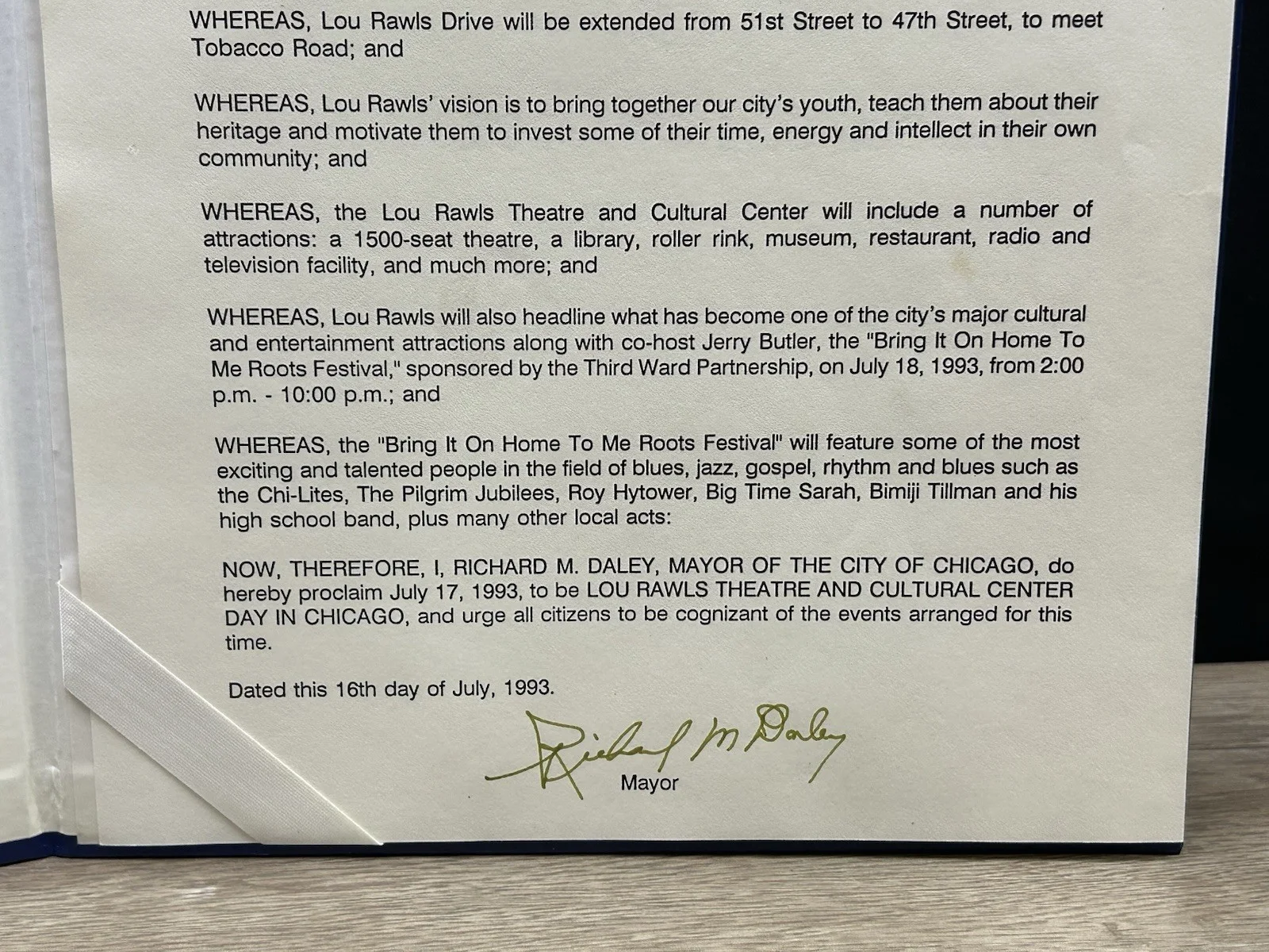 Vintage City Of Chicago Mayor Richard M. Daley Official Letter To Lou Rawls, изображение 3