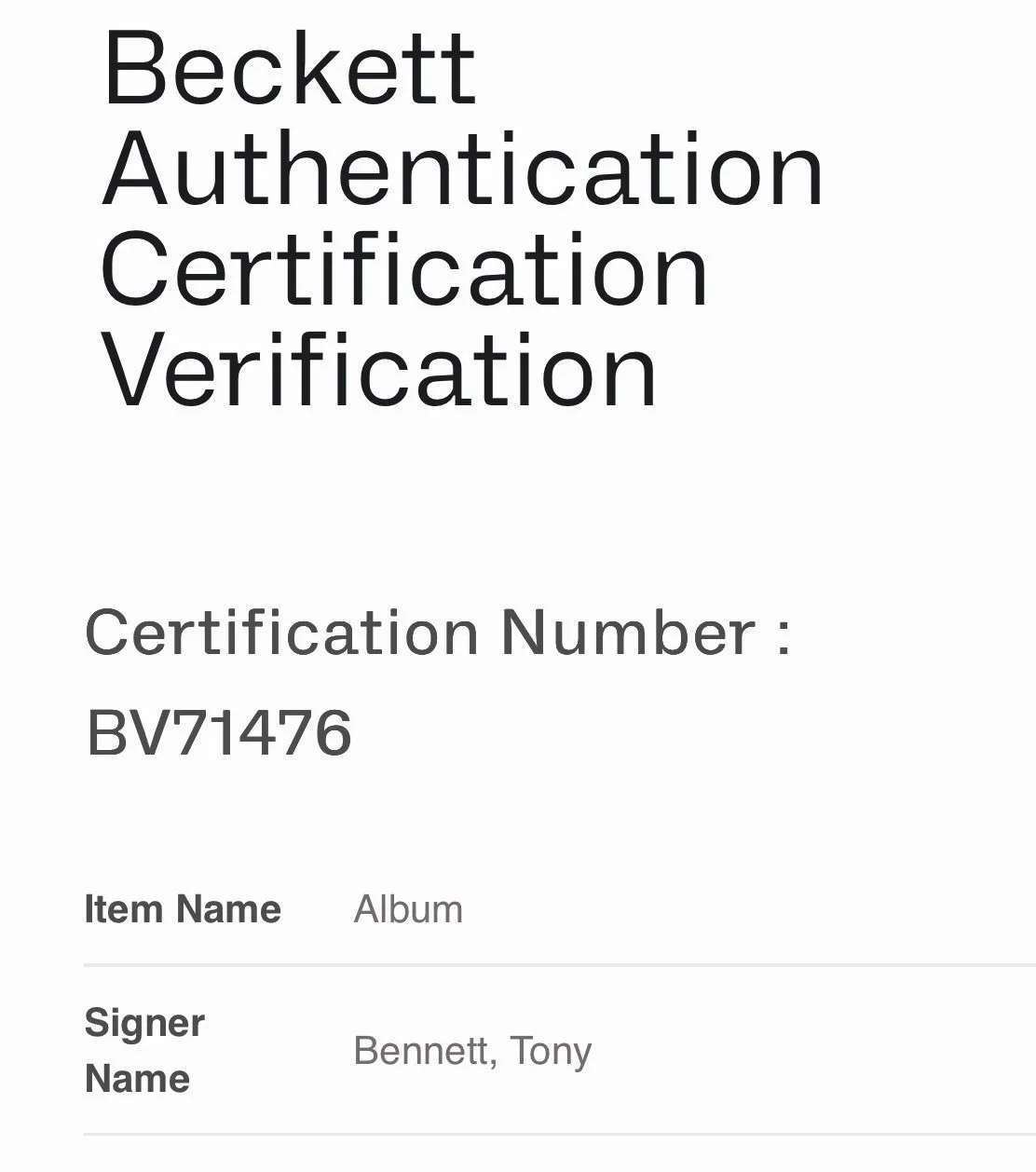 Tony Bennett Signed Autographed Vinyl LP Record Album BAS COA Greatest Hits, изображение 4