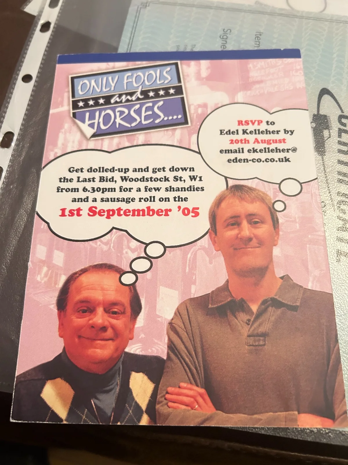 Only Fools and Horses David Jason Signed Party Invite (rare), image 3