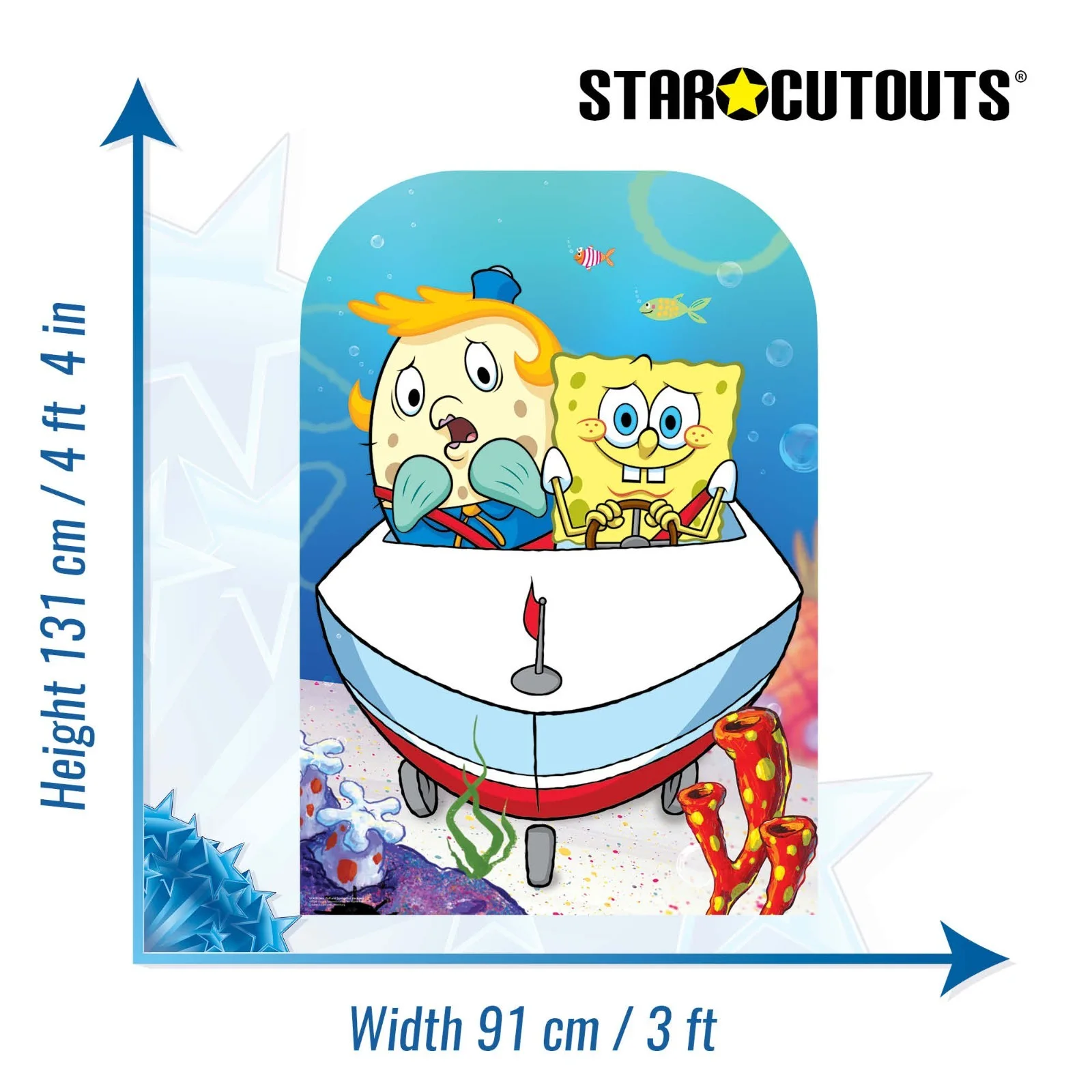 SpongeBob and Mrs Puff Cardboard Party Backdrop / Standee / Decor 131cm Tall, image 3