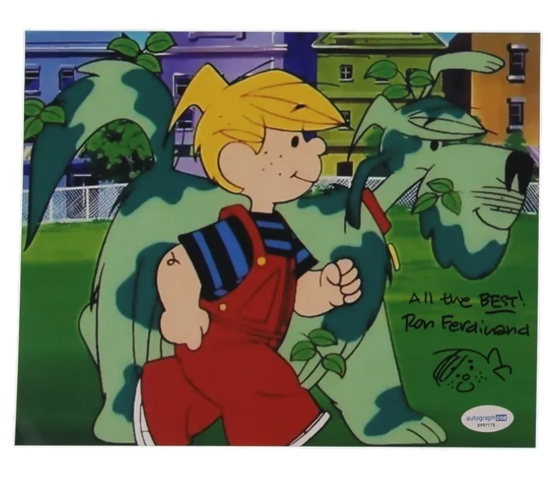 RON FERDINAND — RON FERDINAND 'All the Best' w/Sketch Signed Denise the Menace 8x10 Photo (ACOA)