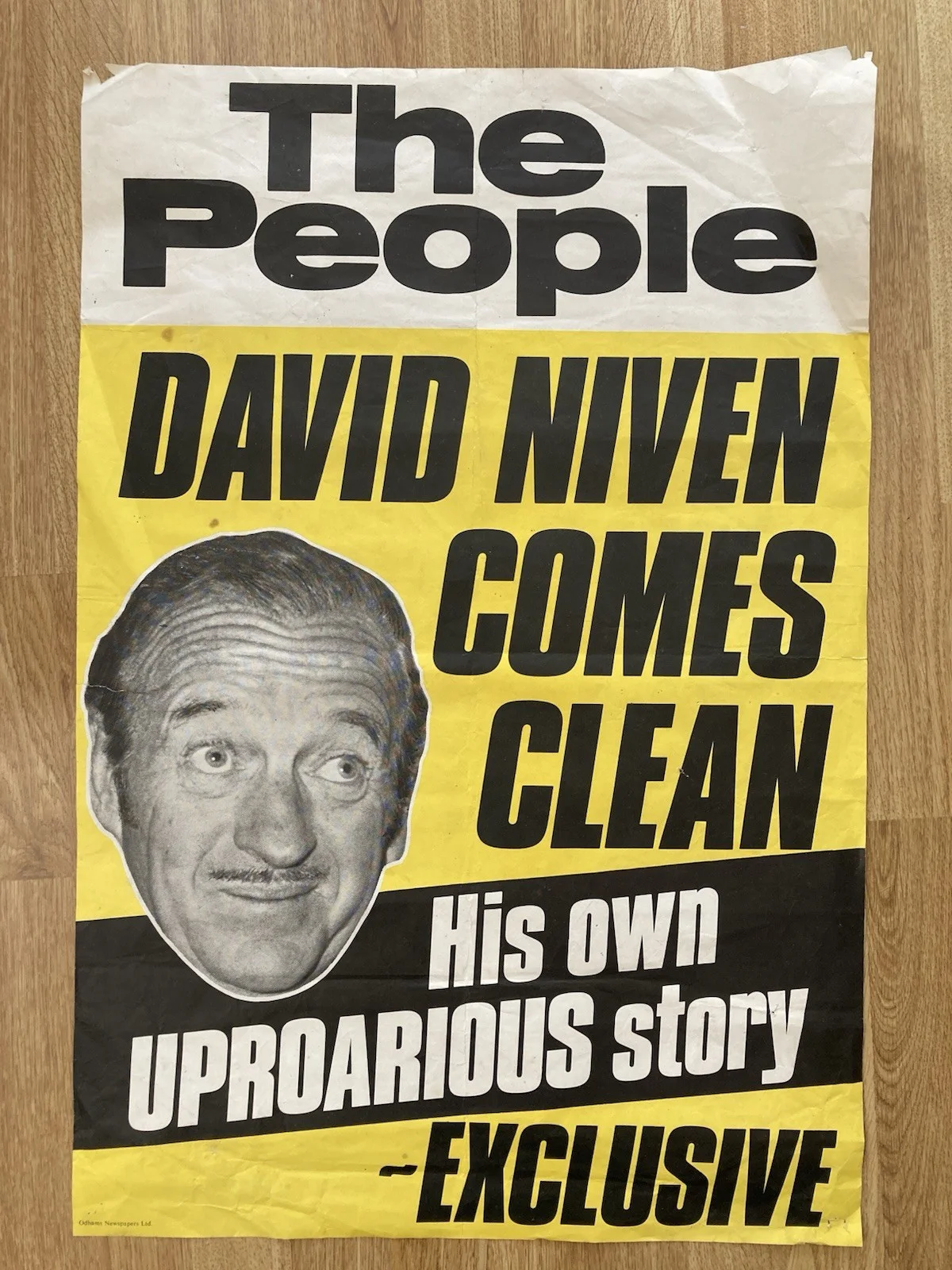 Vintage Original Newspaper Poster For The People /Odams David Niven Headline, image 2