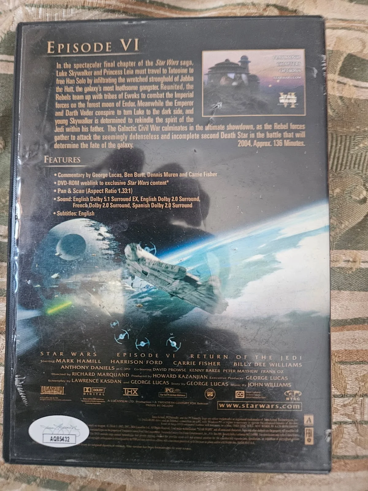 Stephen Costantinio — Star Wars Stephen Costantinio autographed DVD Return of JEDI JSA Certified, изображение 3