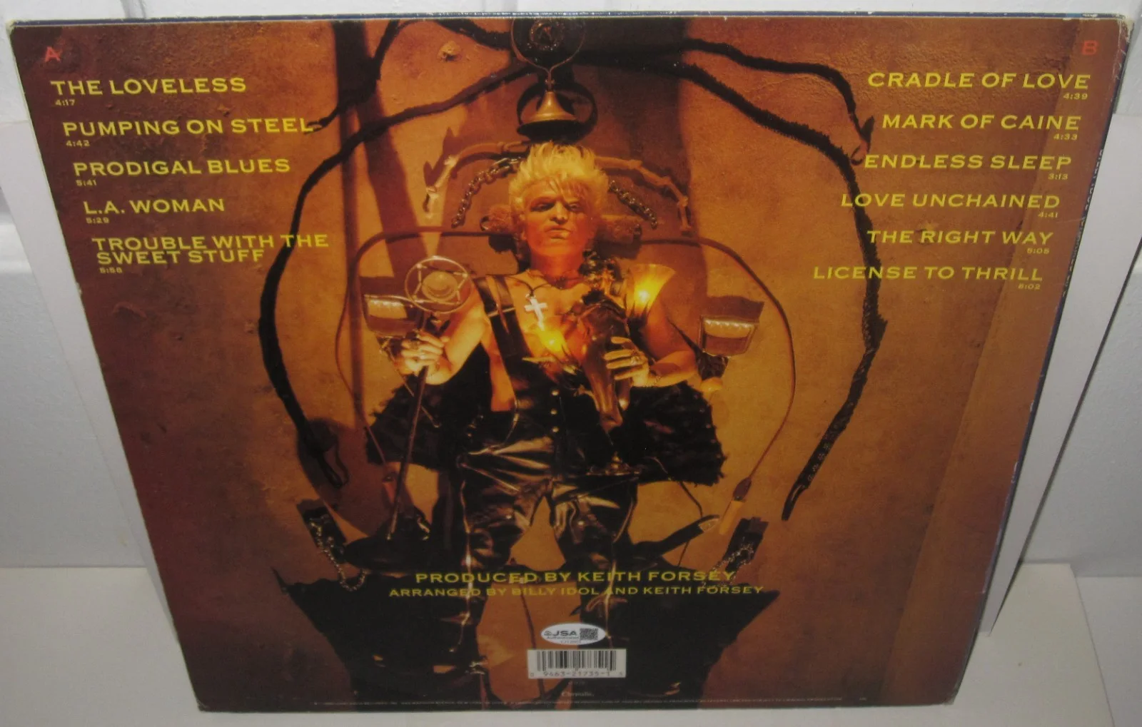 BILLY IDOL SIGNED CHARMED LIFE ALBUM VINYL PUNK ROCK AUTOGRAPH JSA COA, изображение 4