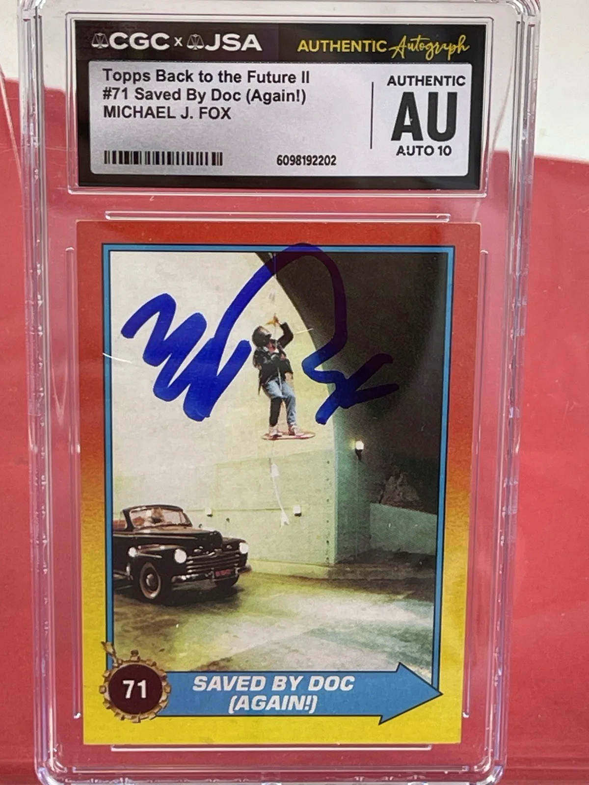 Michael J Fox — Michael J Fox Signed Trading Card Back to The Future CGC/JSA SlabAuto Grade 10, image 2