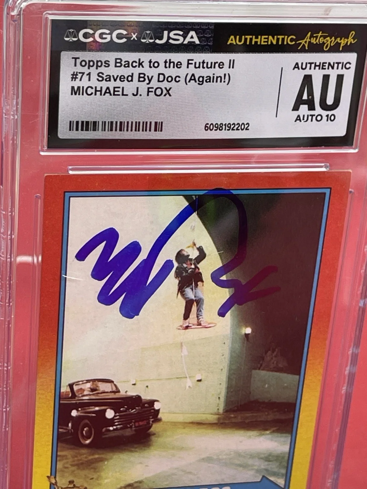 Michael J Fox — Michael J Fox Signed Trading Card Back to The Future CGC/JSA SlabAuto Grade 10, image 3