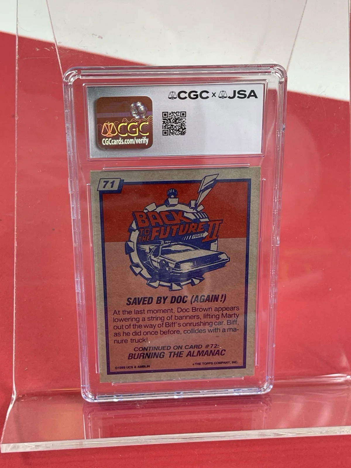 Michael J Fox — Michael J Fox Signed Trading Card Back to The Future CGC/JSA SlabAuto Grade 10, image 4