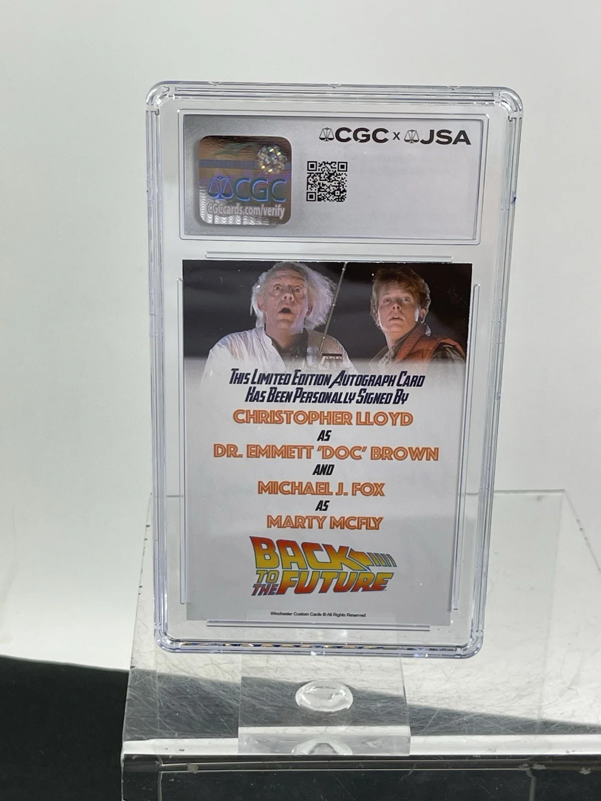 Michael J. Fox, Christipher Lloyd — Michael J Fox & Christopher Lloyd Dual Signed card CGC-JSA Slabbed Authentic, image 4