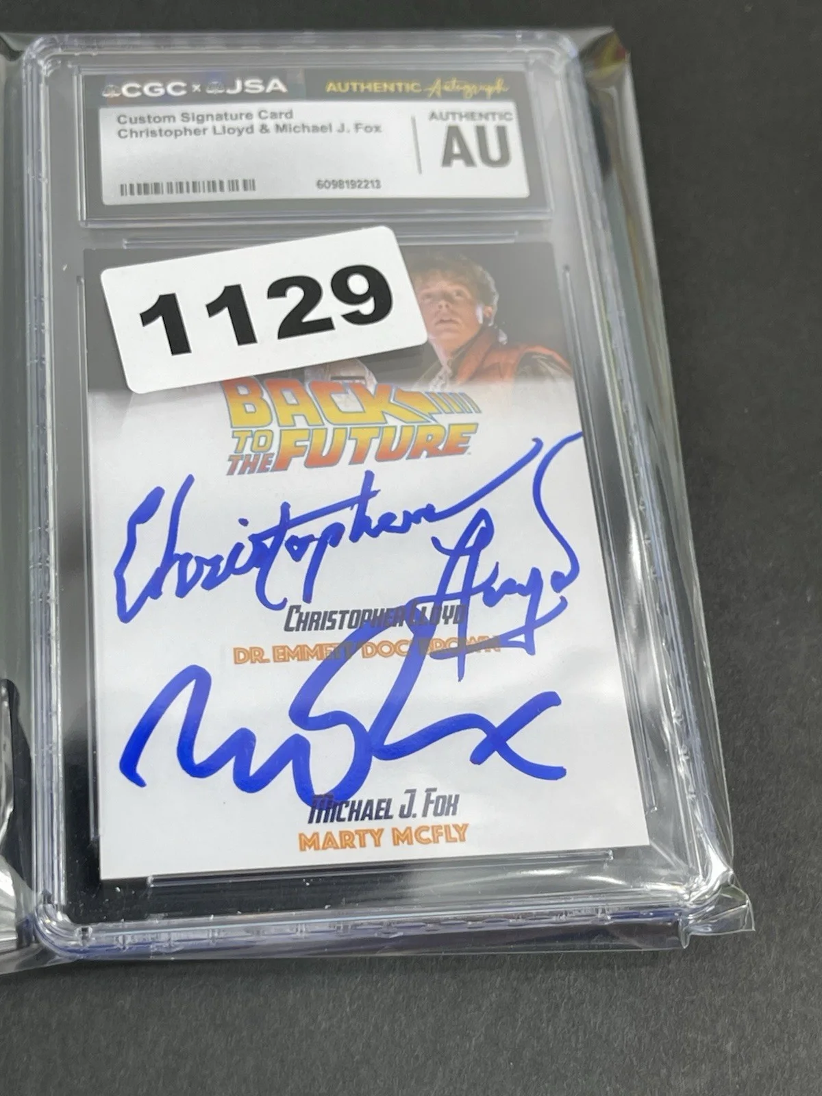 Michael J. Fox, Christipher Lloyd — Michael J Fox & Christopher Lloyd Dual Signed card CGC-JSA Slabbed Authentic, image 5