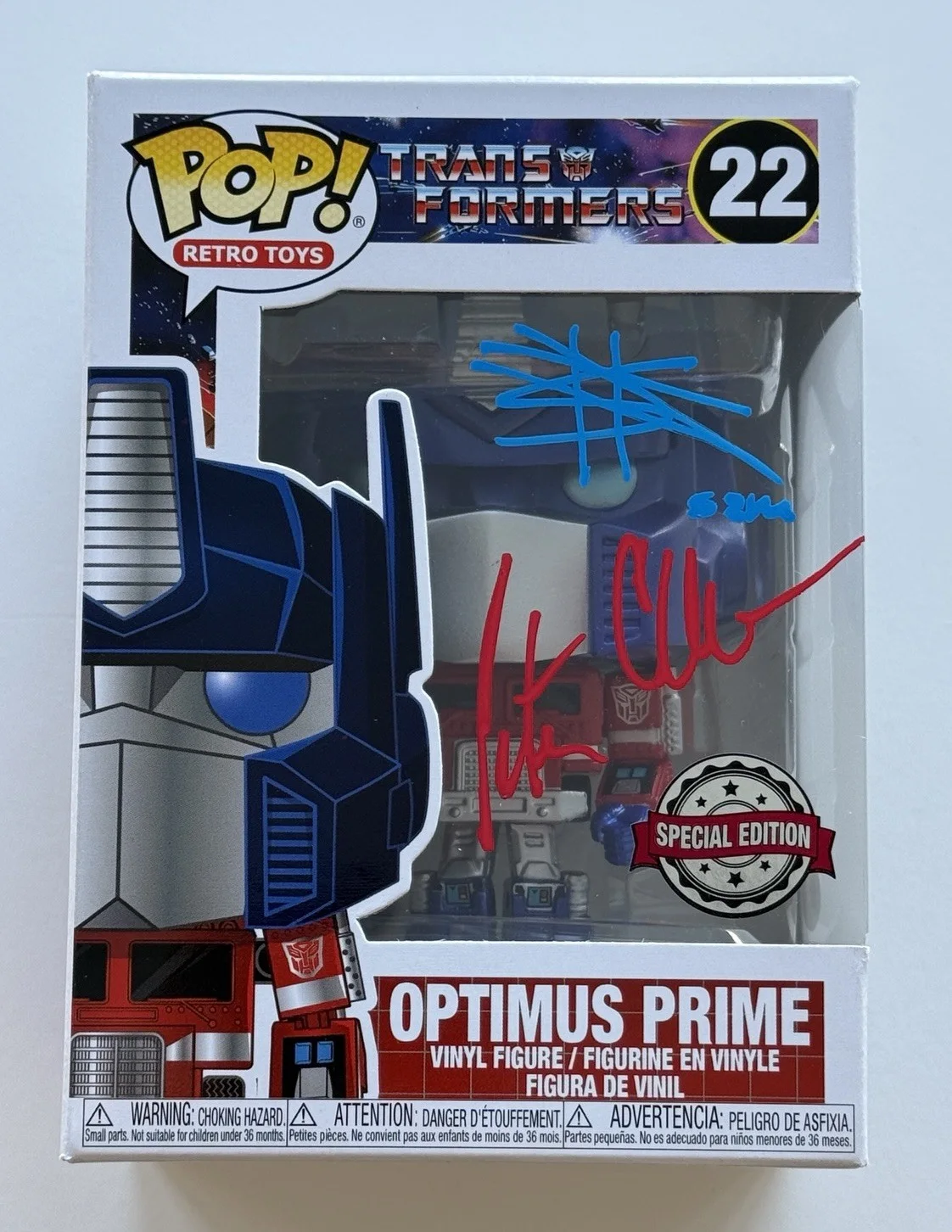 Shia LaBeouf — Shia LaBeouf & Peter Cullen SIGNED OPTIMUS PRIME Funko POP #22 PROOF JSA COA A