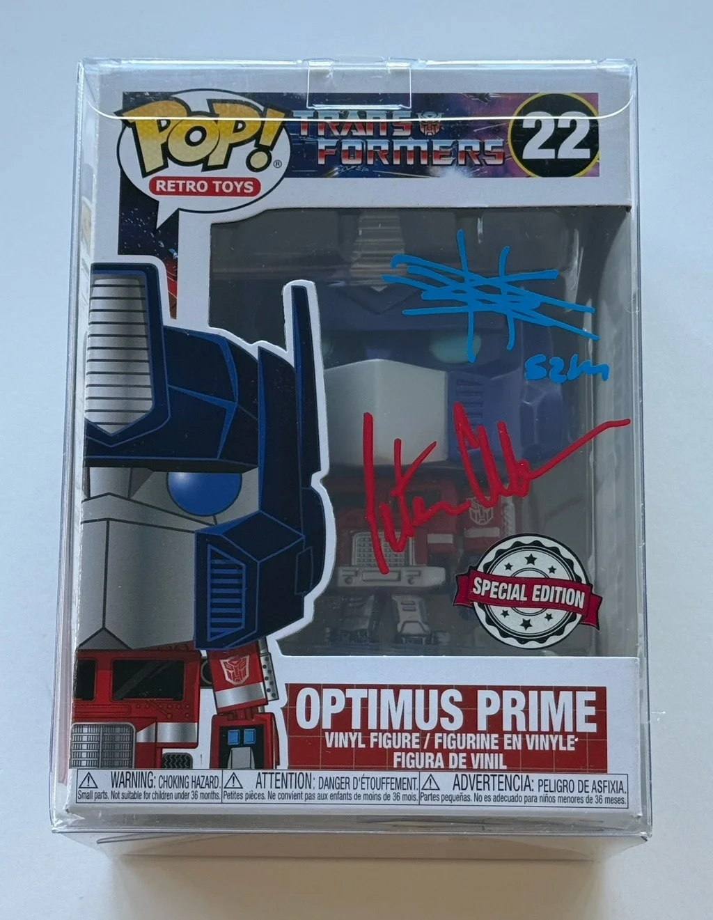 Shia LaBeouf — Shia LaBeouf & Peter Cullen SIGNED OPTIMUS PRIME Funko POP #22 PROOF JSA COA B