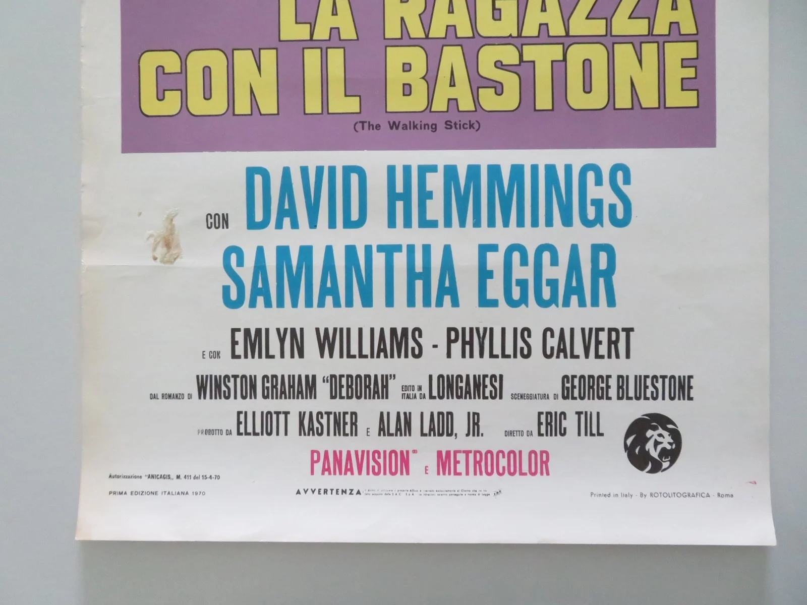 THE WALKING STICK ITALIAN LOCANDINA POSTER DAVID HEMMINGS SAMANTHA EGGAR 1970, изображение 4