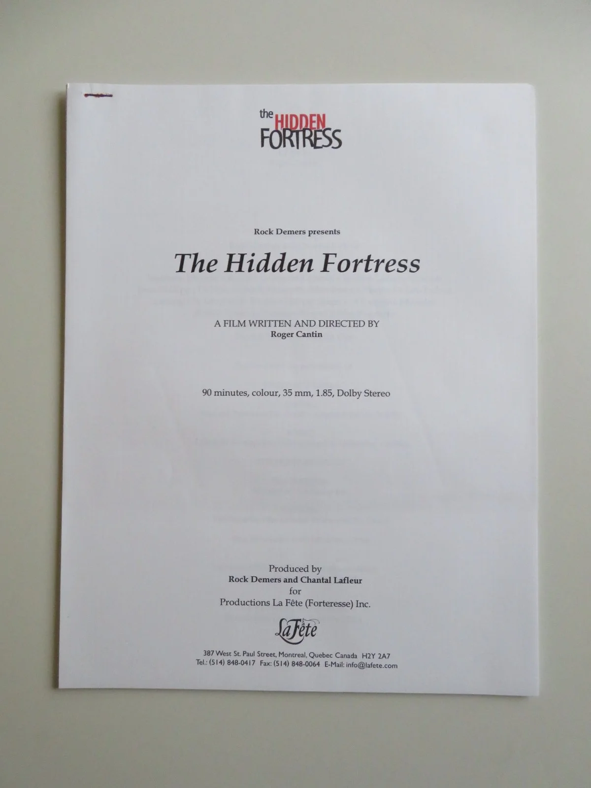 THE HIDDEN FORTRESS PRESS KIT 2001 MATTHEW DUPUIS ROXANE GAUDETTE-LOISEAU, изображение 5