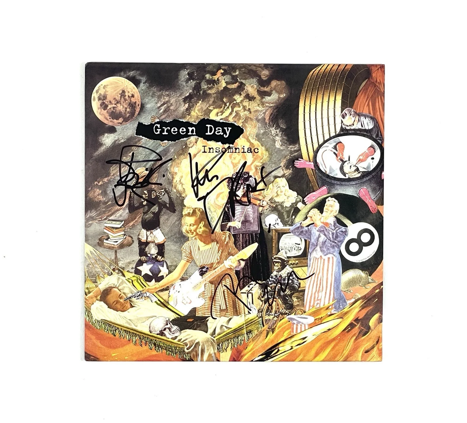 Green Day Signed Insomniac Vinyl Billie Joe Armstrong Mike Dirnt Tre Cool JSA 🎸, изображение 2