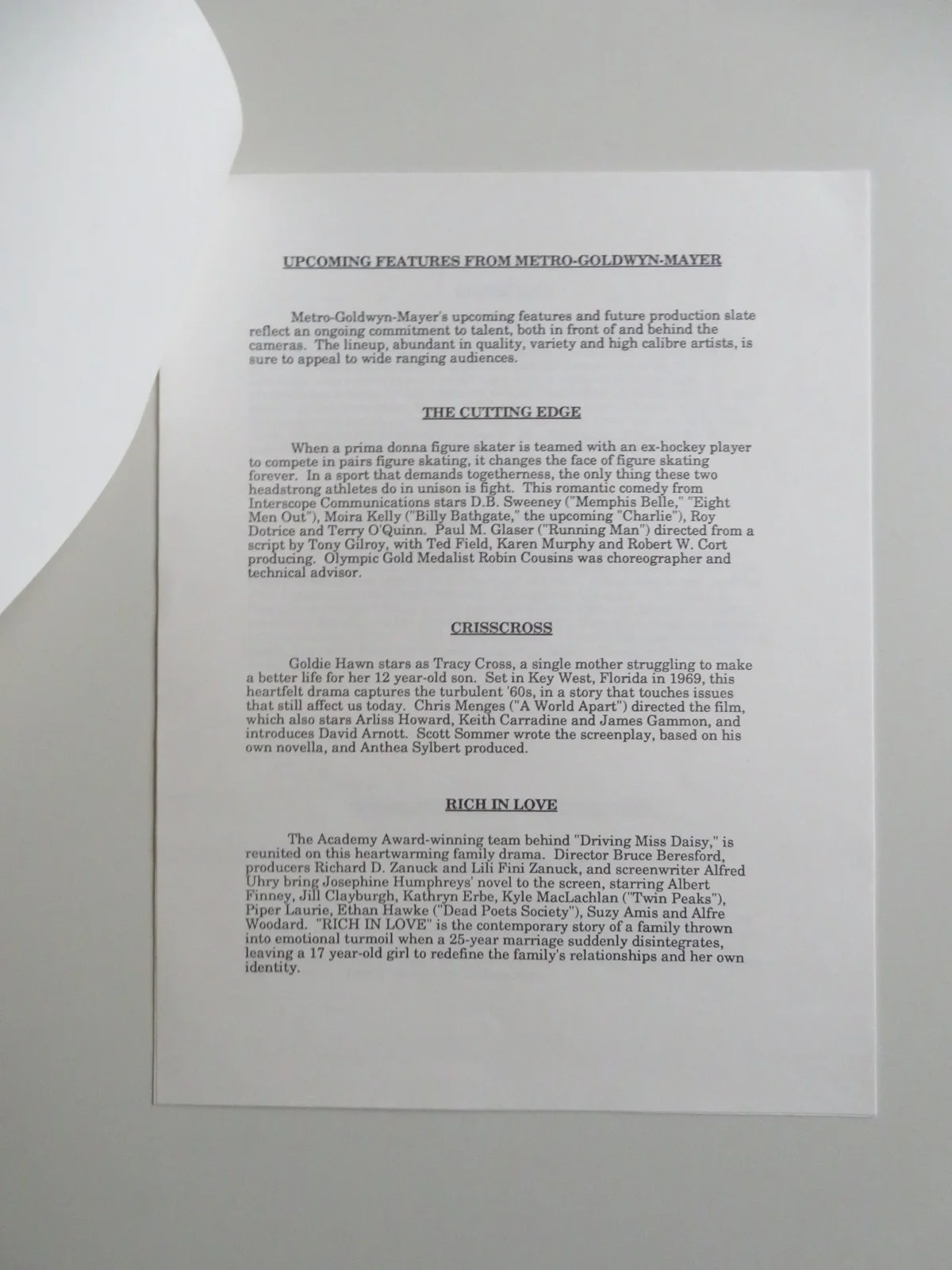 SON OF THE PINK PANTHER PRESS KIT 1993 ROBERTO BENIGNI HERBERT LOM BURT KWOUK, изображение 4