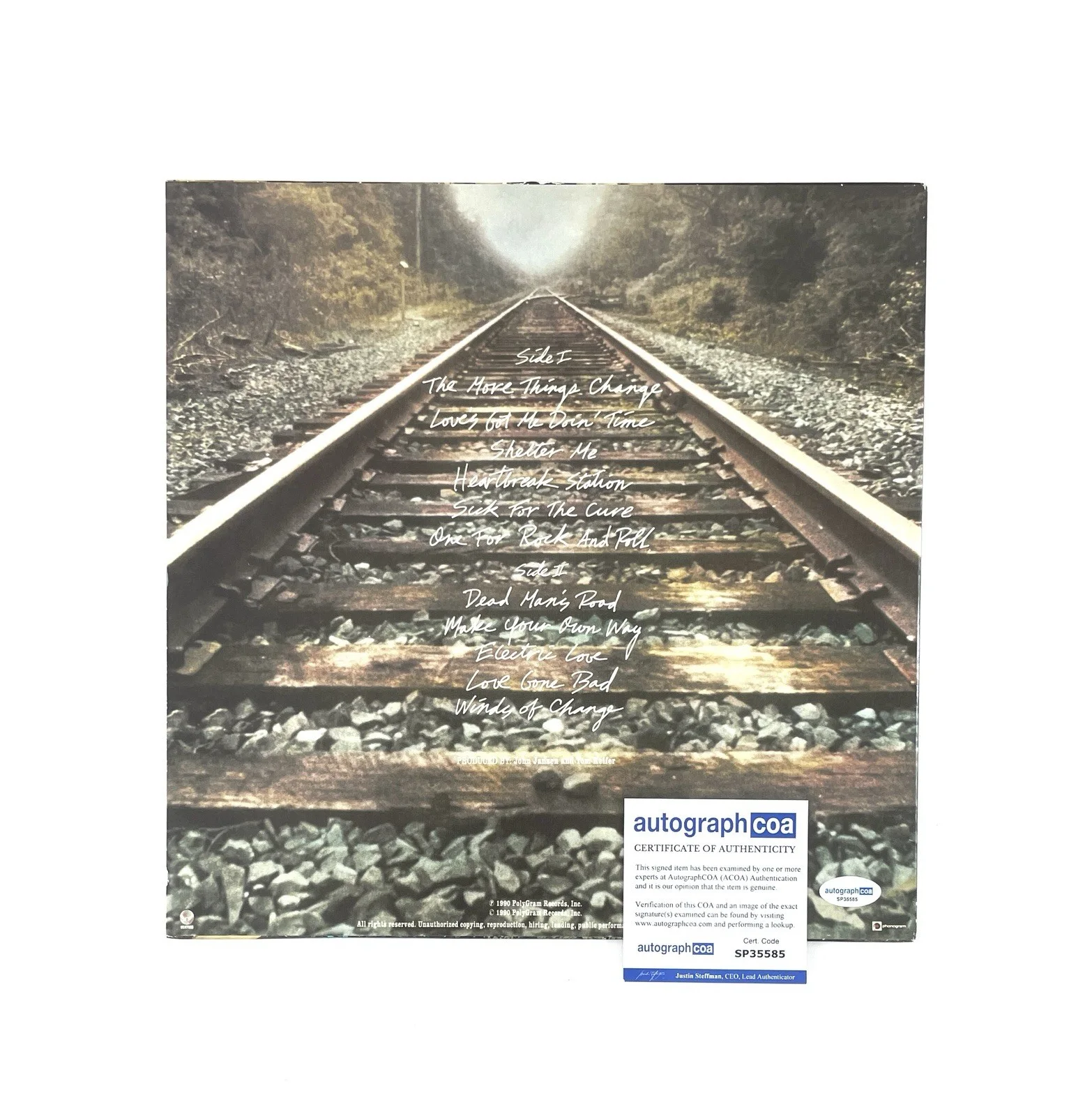 Cinderella Tom Keifer Signed Limited Edition Heartbreak Station Blue Vinyl ACOA, изображение 3