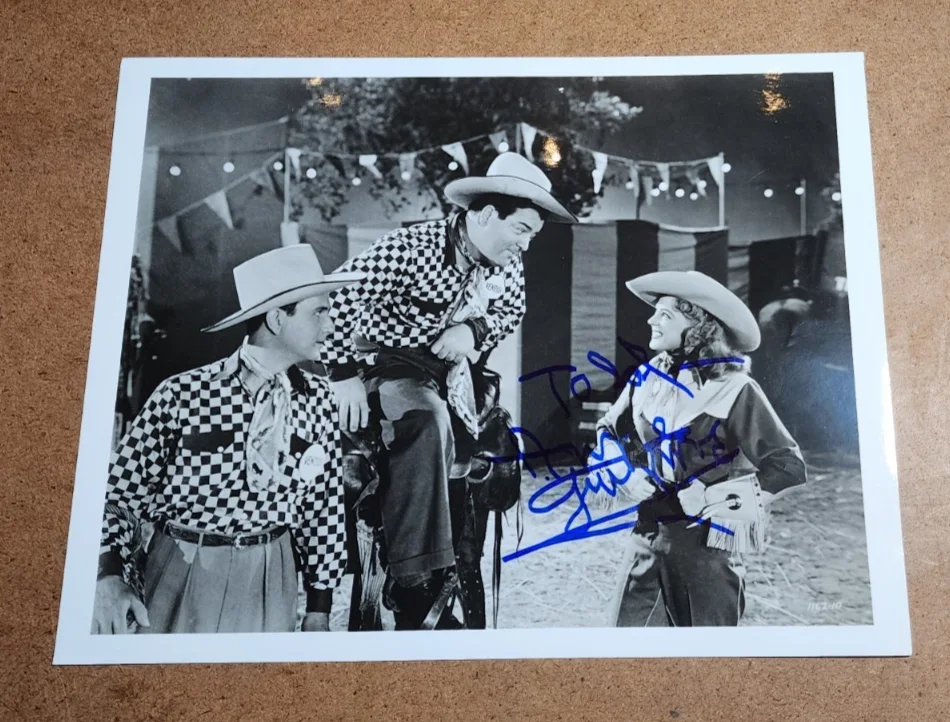 Anne Gwynne — ANNE GWYNNE Autographed / SIGNED Photo w/ Abbott & Costello - "Ride Em Cowboy"