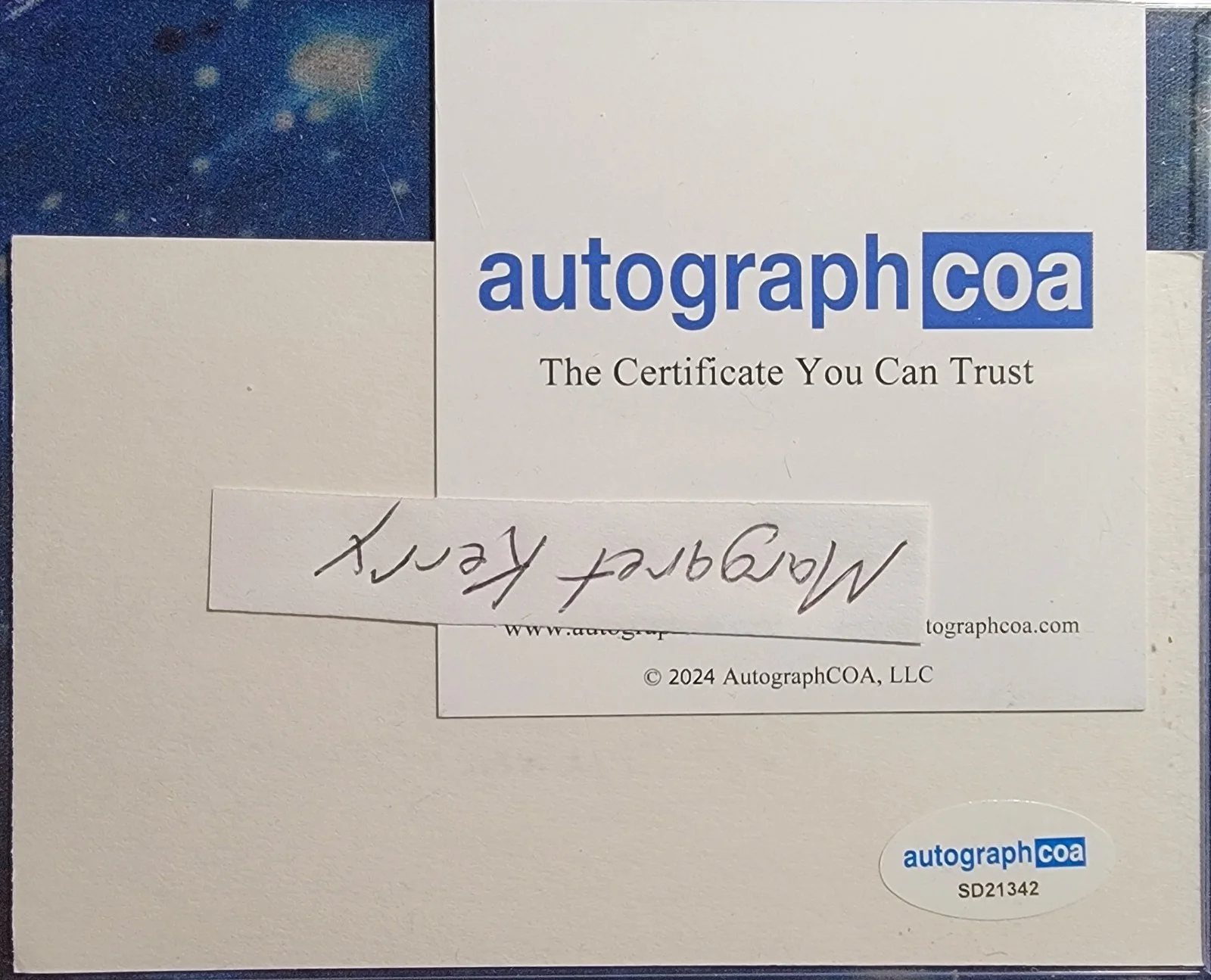 Margaret Kerry — Margaret Kerry Authentic Signed Index Card W/ ACOA Tinker Bell Peter Pan, image 2
