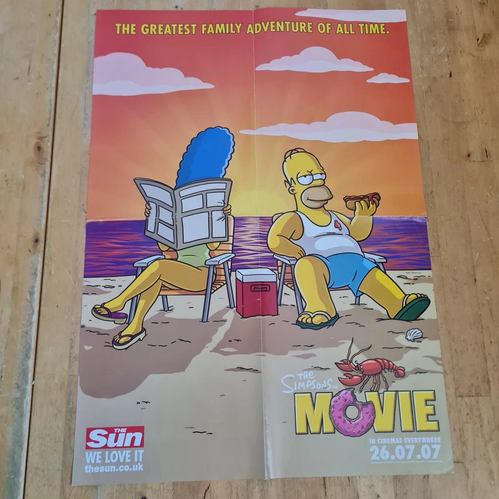 The Simpsons Movie Promotional Poster Homer Marge Beach 2007 The Sun, изображение 4