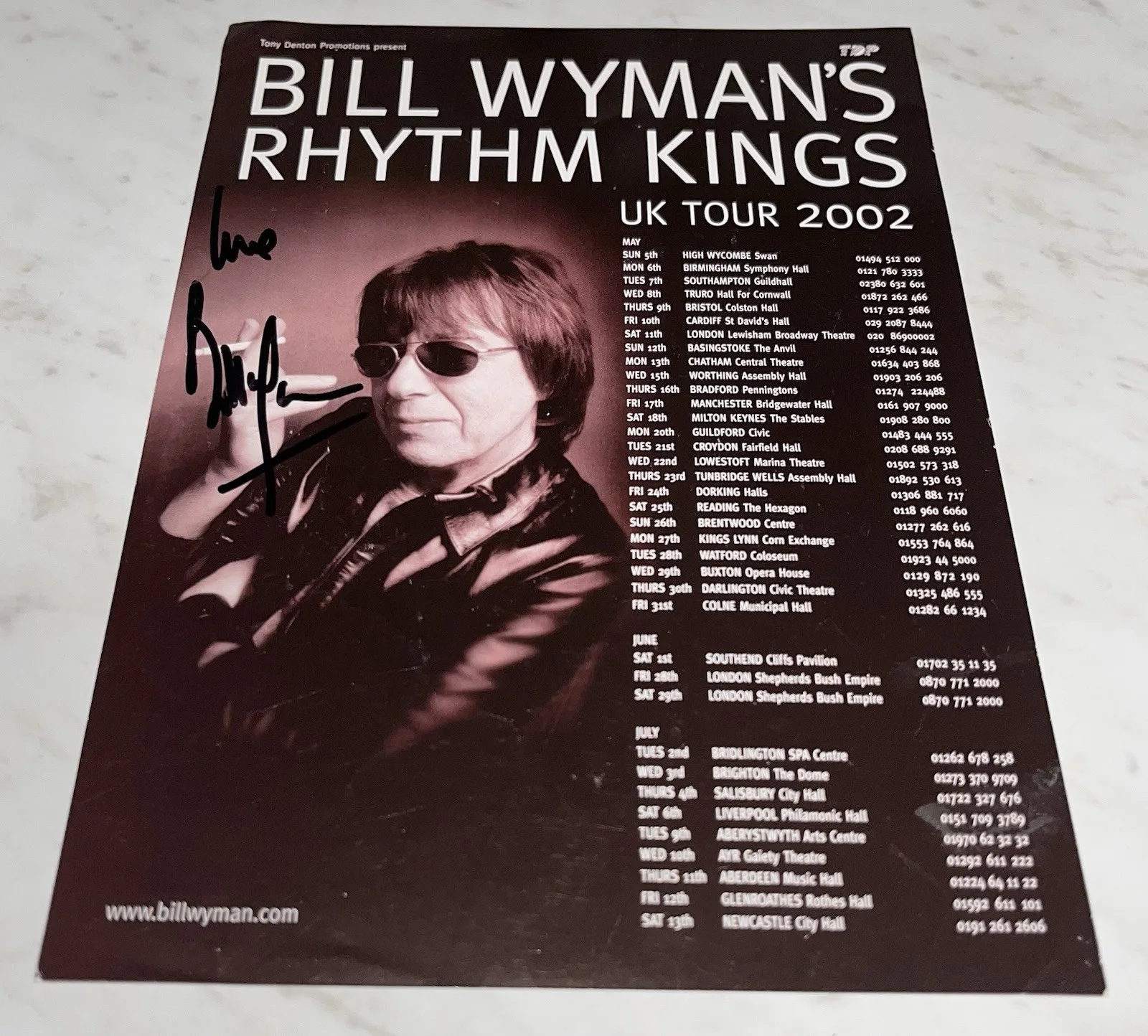 Bill Wyman’s Rhythm Kings Signed Tour Flyer Rolling Stones, изображение 2