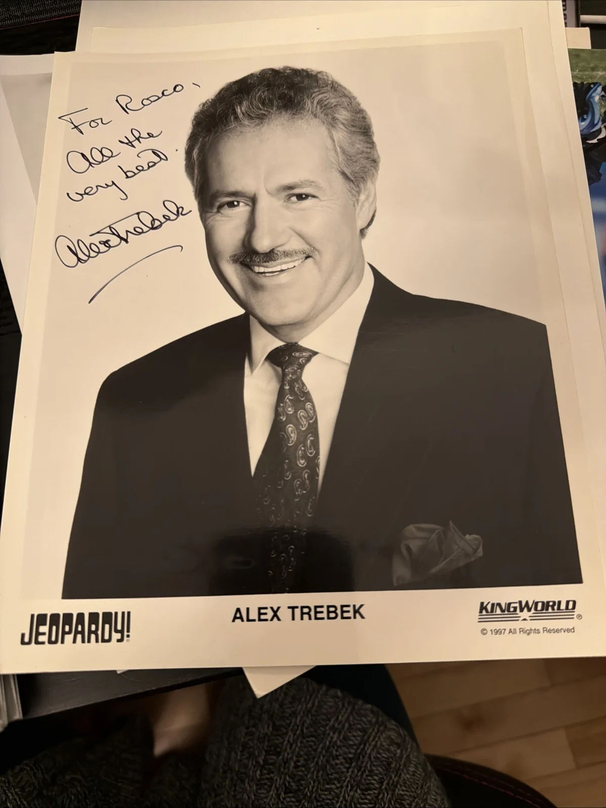 Alex Trebek — Jeopardy Host Alex Trebek Signed Autograph 8x10 B&W Promo Photo