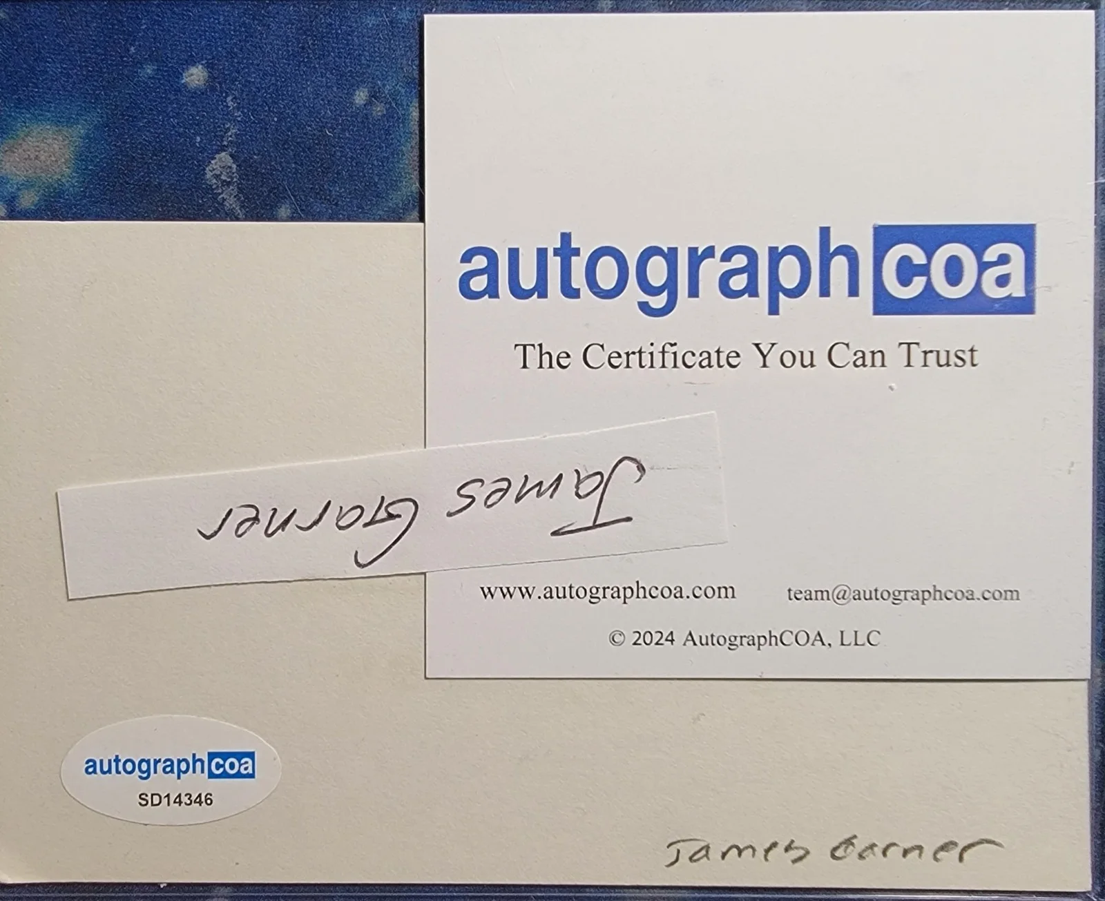 James Garner — James Garner Authentic Signed Index Card W/ ACOA Maverick, image 2