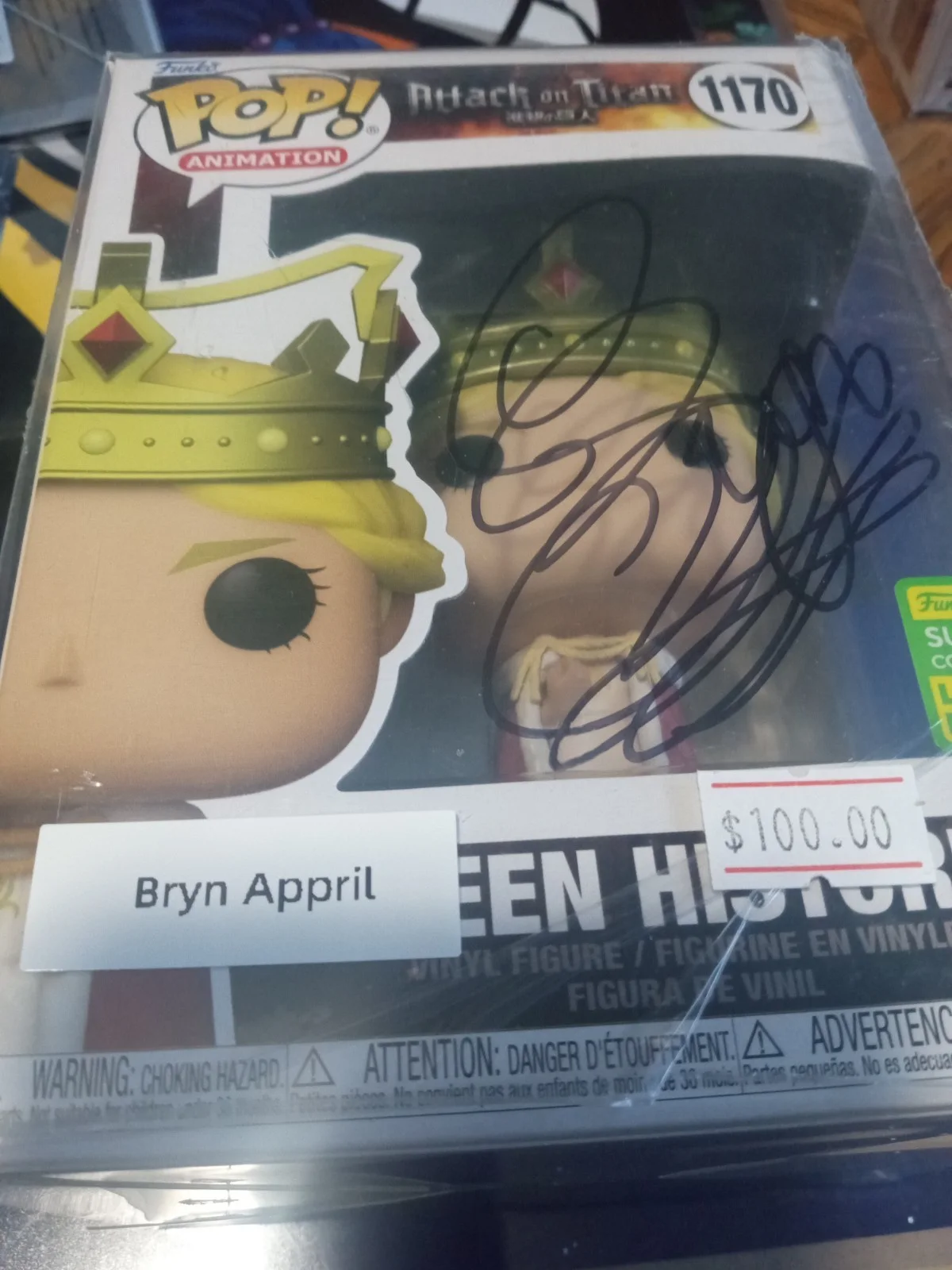 Bryn Apprill — Queen Historia Funko #1170. Signed By Bryn Apprill. no JSA Attack On Titan