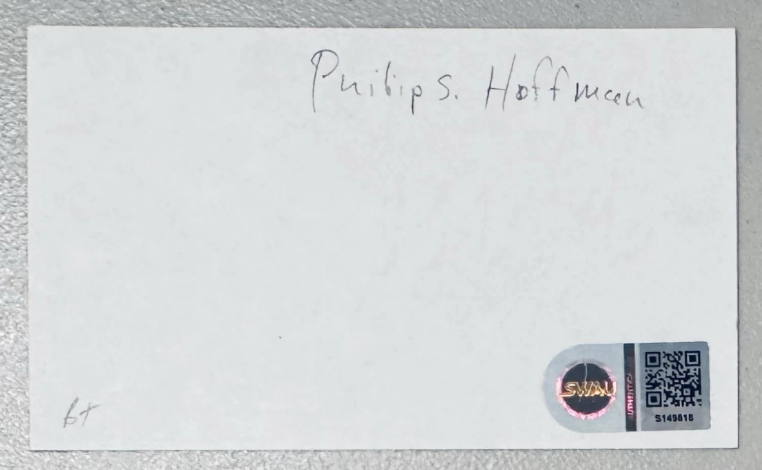 Philip Seymour Hoffman Signed Autographed 3x5 Card SWAU Authenticated Capote, image 2