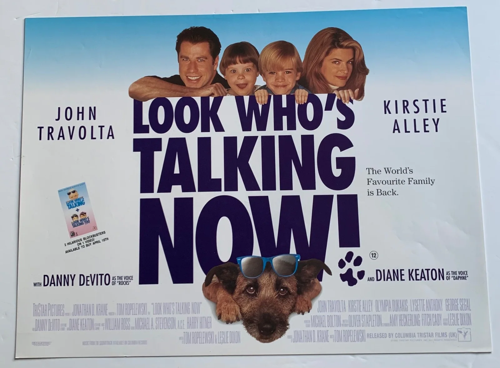 LOOK WHOS TALKING NOW / VINTAGE VIDEO FILM POSTER 1990’S BRITISH JOHN TRAVOLTA, изображение 2