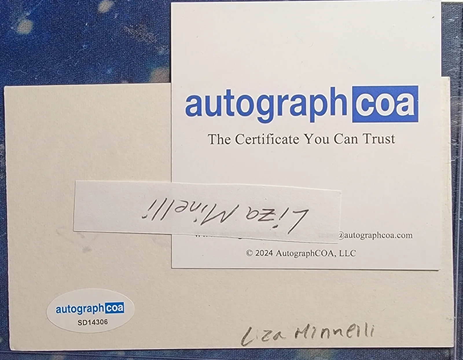 Liza Minnelli — Liza Minnelli Authentic Signed Index Card W/ ACOA Cabaret Arthur #3, image 2
