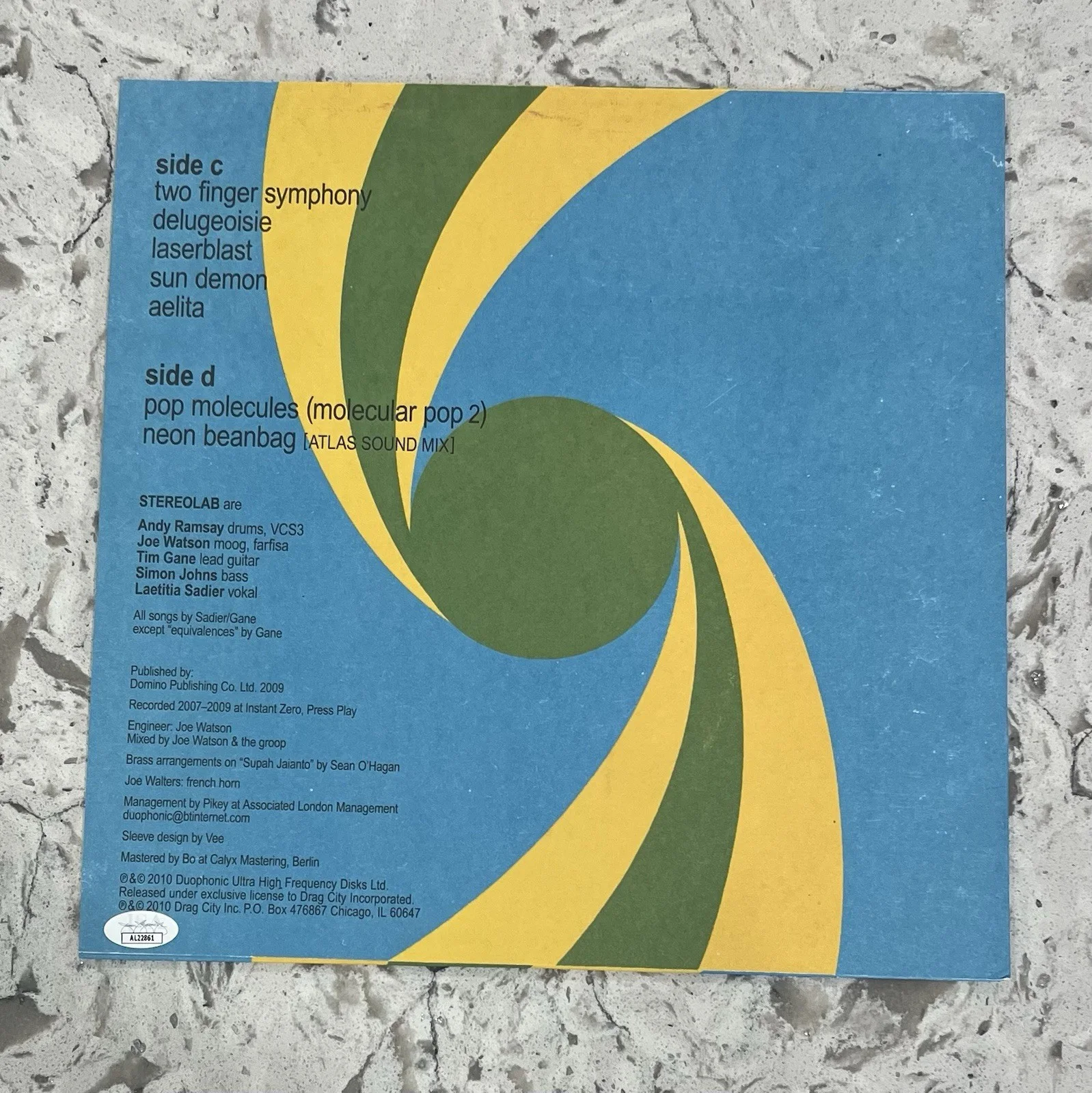 STEREOLAB Not Music Signed Auto Blue Vinyl JSA COA, изображение 3