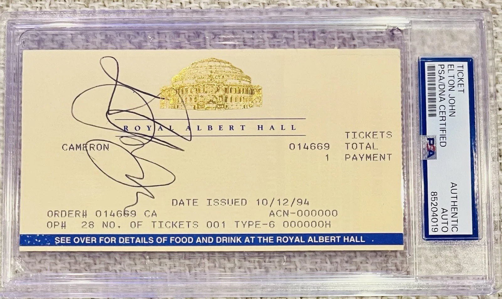 Elton John Signed Ticket 1994 London, UK Nice Autograph PSA/DNA Rare, изображение 3