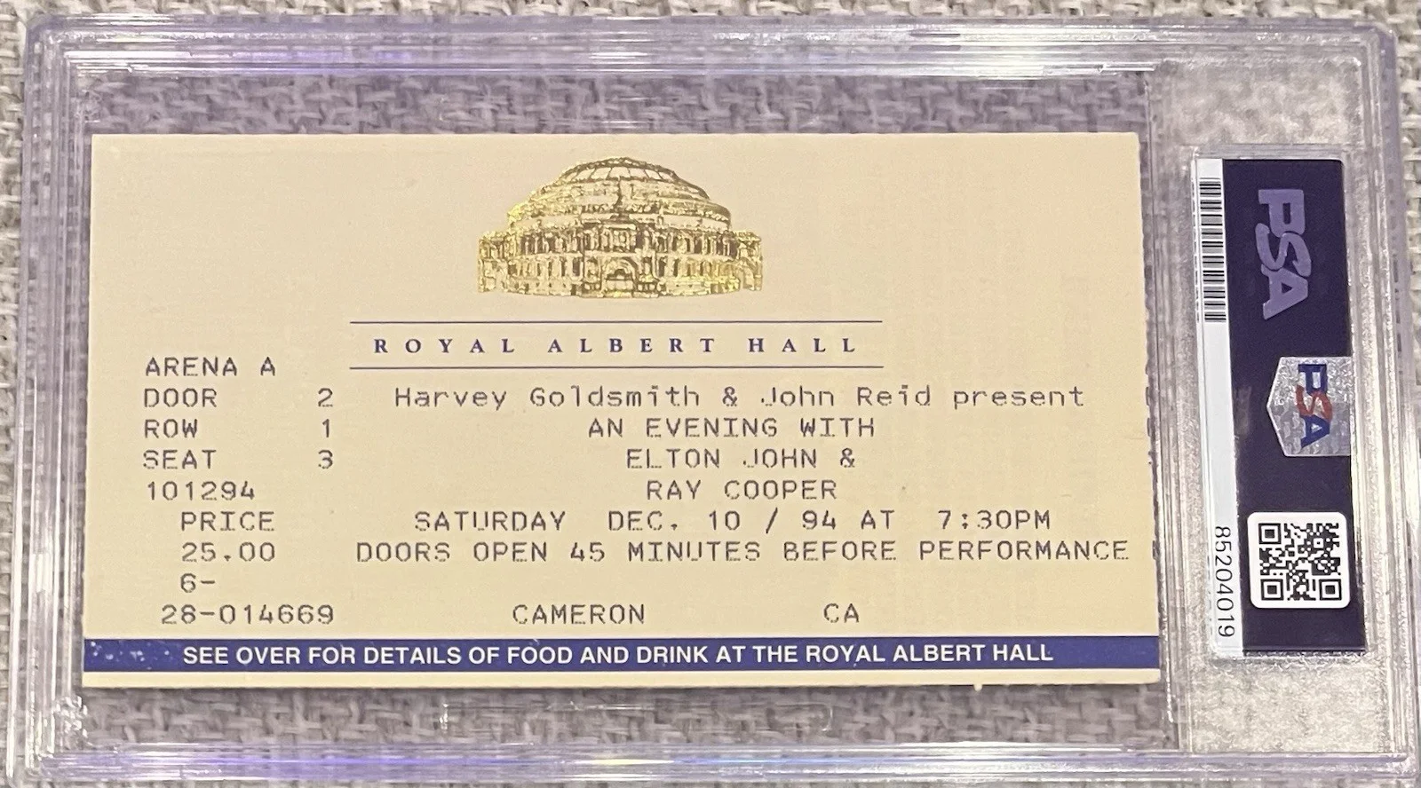 Elton John Signed Ticket 1994 London, UK Nice Autograph PSA/DNA Rare, изображение 4
