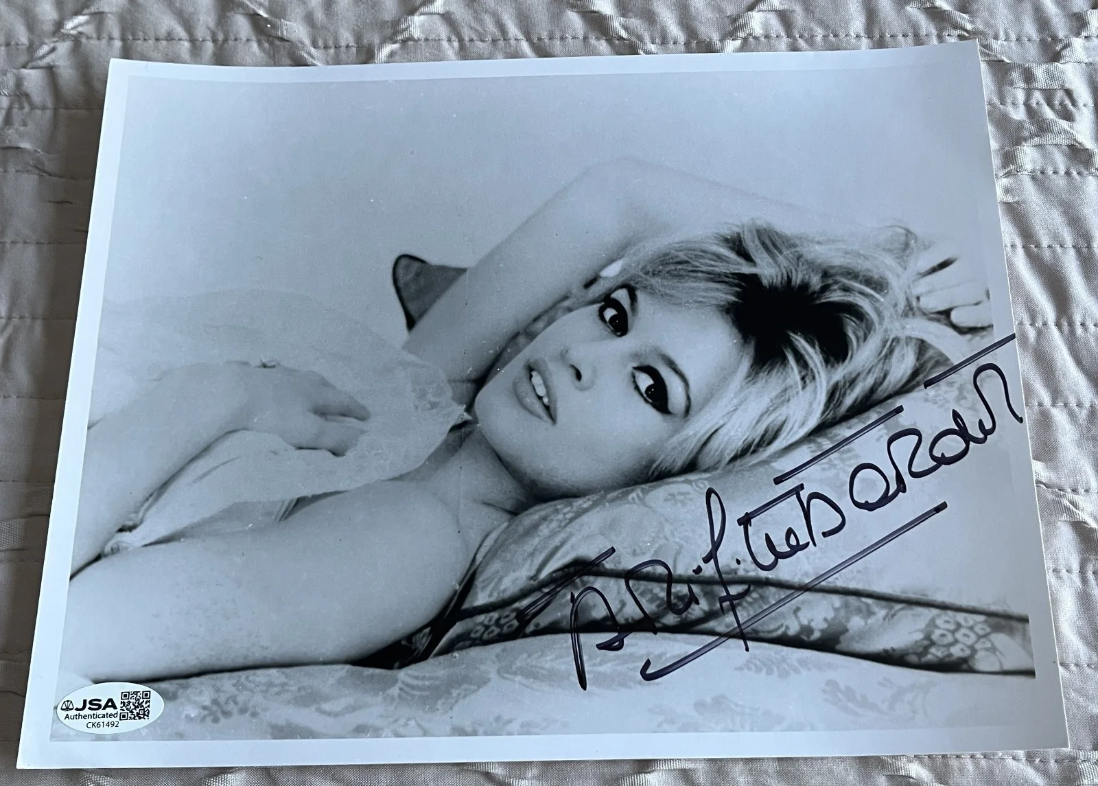 Brigette Bardot — Brigitte Bardot--SIGNED--Sexy--8x10 B&W--JSA COA--French Model Actor--BEAUTIFUL!, image 2