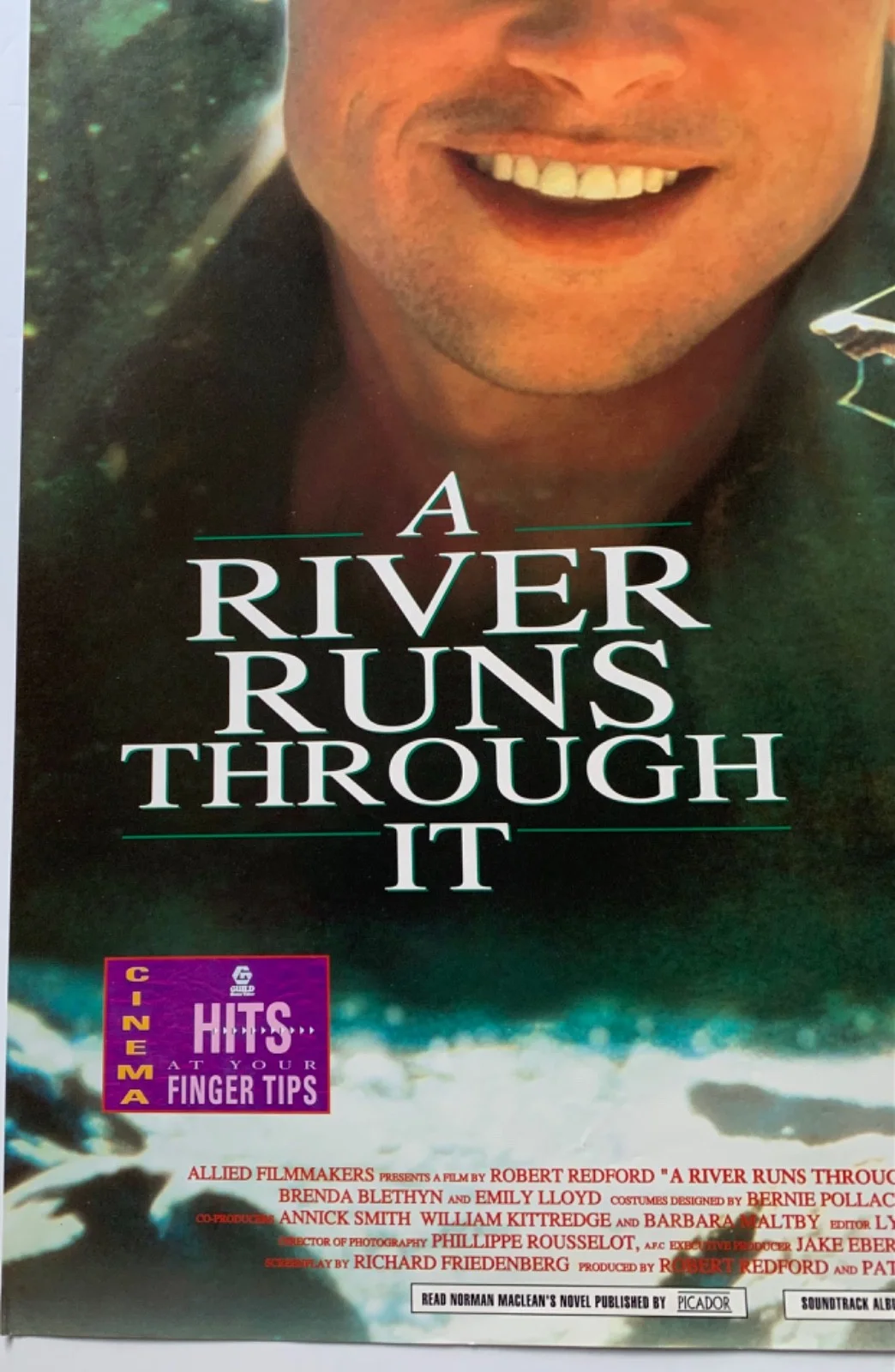A RIVER RUNS THROUGH IT / VINTAGE VIDEO FILM POSTER 1990’S BRITISH BRAD PITT, изображение 2