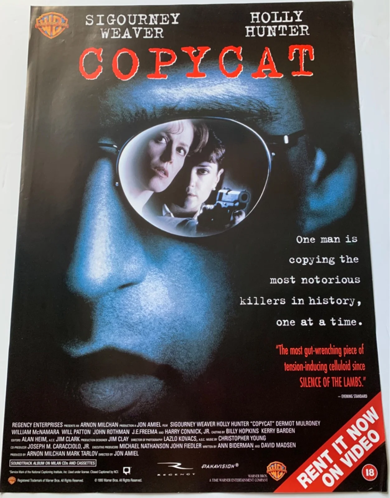 COPYCAT / VINTAGE VIDEO FILM POSTER 1990’S BRITISH SIGOURNEY WEAVER HOLLY HUNTER, изображение 2