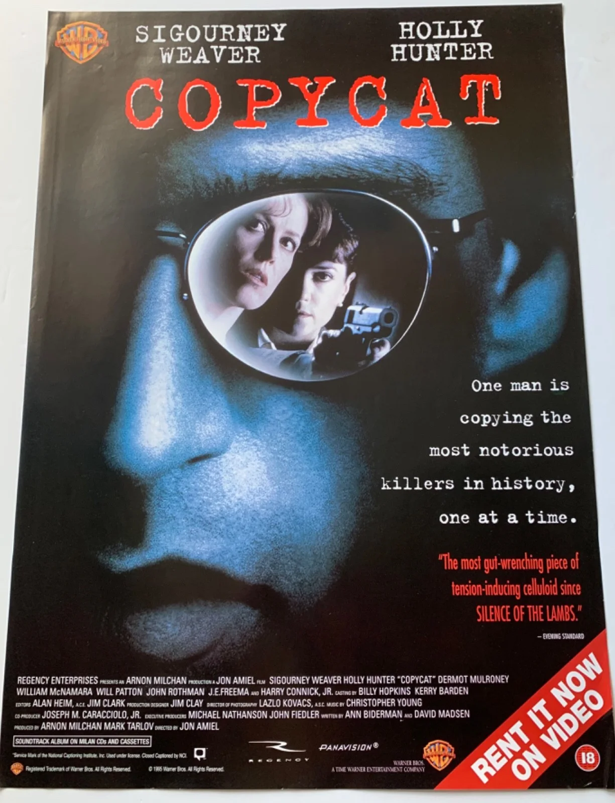 COPYCAT / VINTAGE VIDEO FILM POSTER 1990’S BRITISH SIGOURNEY WEAVER HOLLY HUNTER, изображение 3