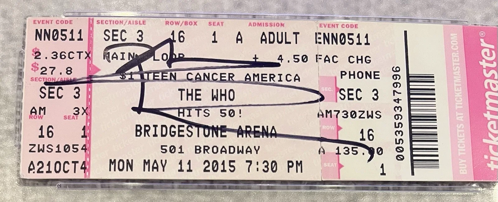Pete Townshend The Who Signed 2015 Ticket Large Autograph PSA/DNA Nice, image 2