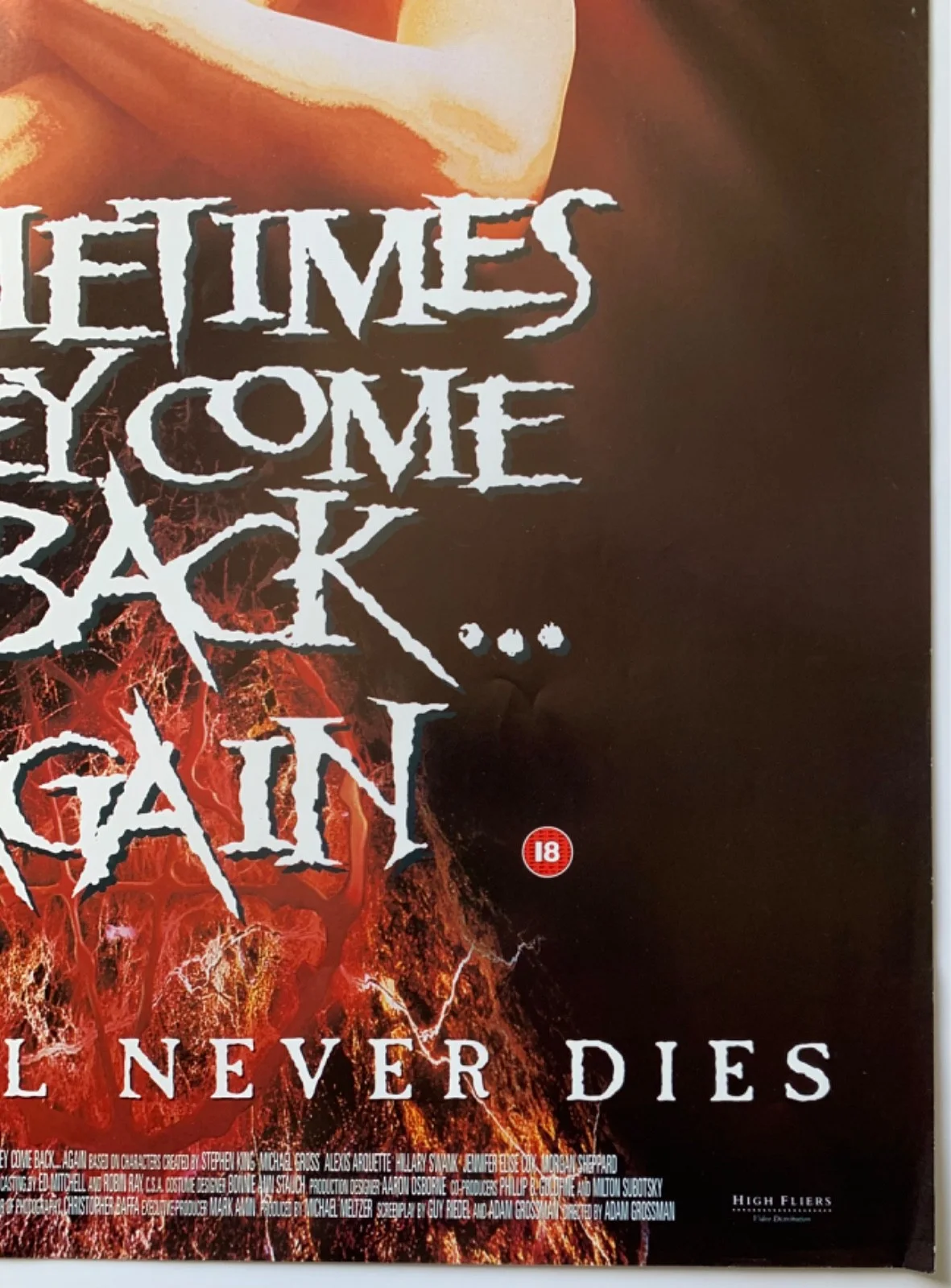 SOMETIMES THEY COME BACK AGAIN / VINTAGE HORROR VIDEO FILM POSTER 1990’S BRITISH, image 4