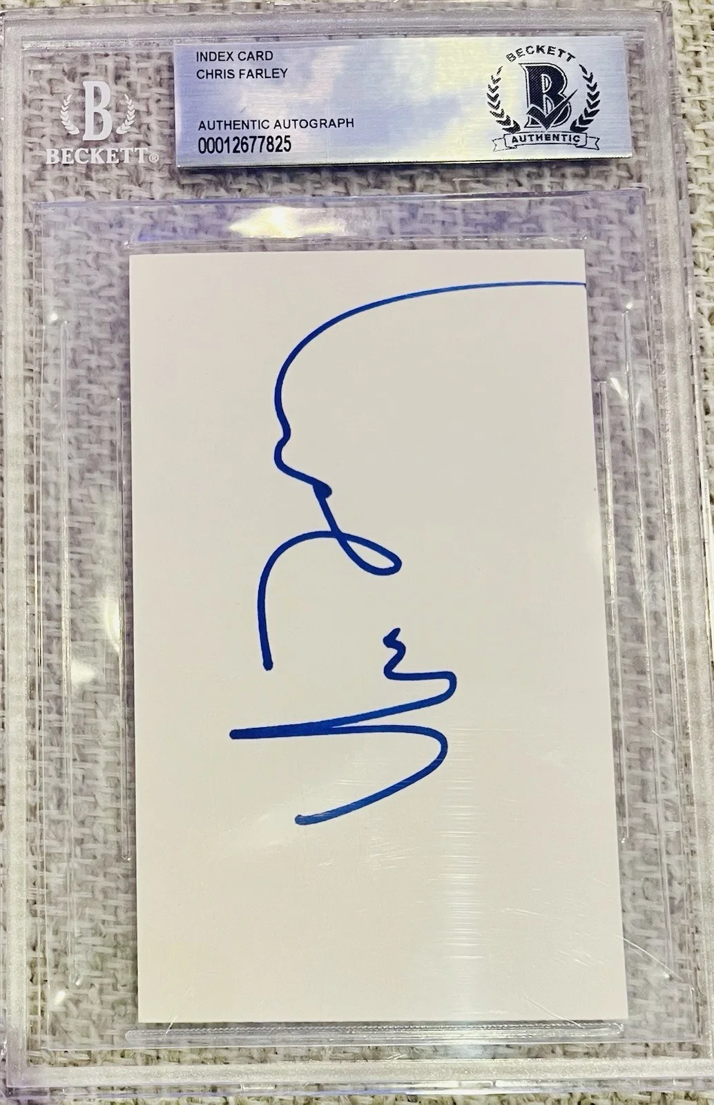 Chris Farley — Chris Farley Saturday Night Live Signed 3x5 Gem Autograph Beckett RIP 1997 RARE, image 2