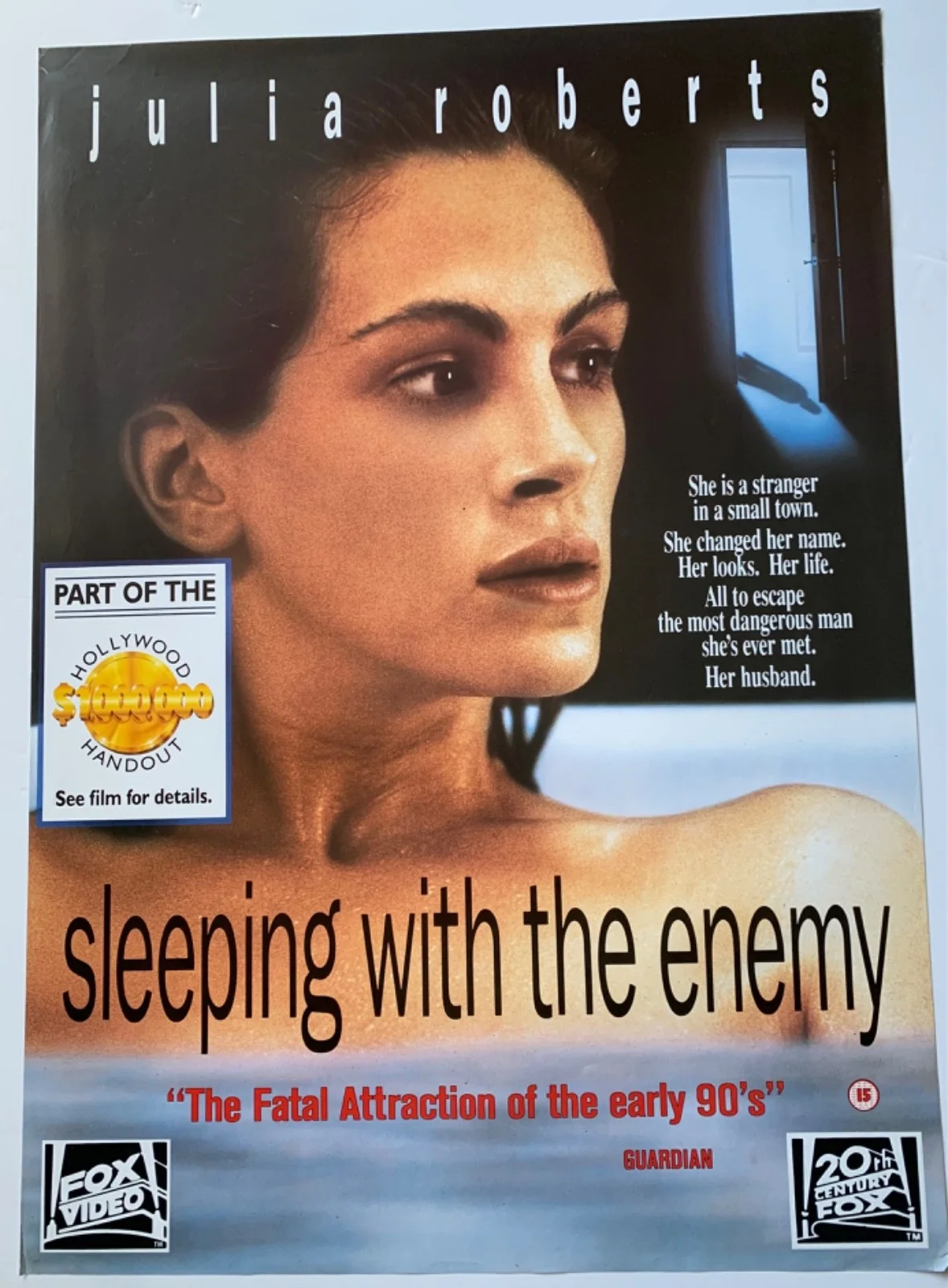 SLEEPING WITH THE ENEMY / VINTAGE VIDEO FILM POSTER 1990’S BRITISH JULIA ROBERTS, изображение 2