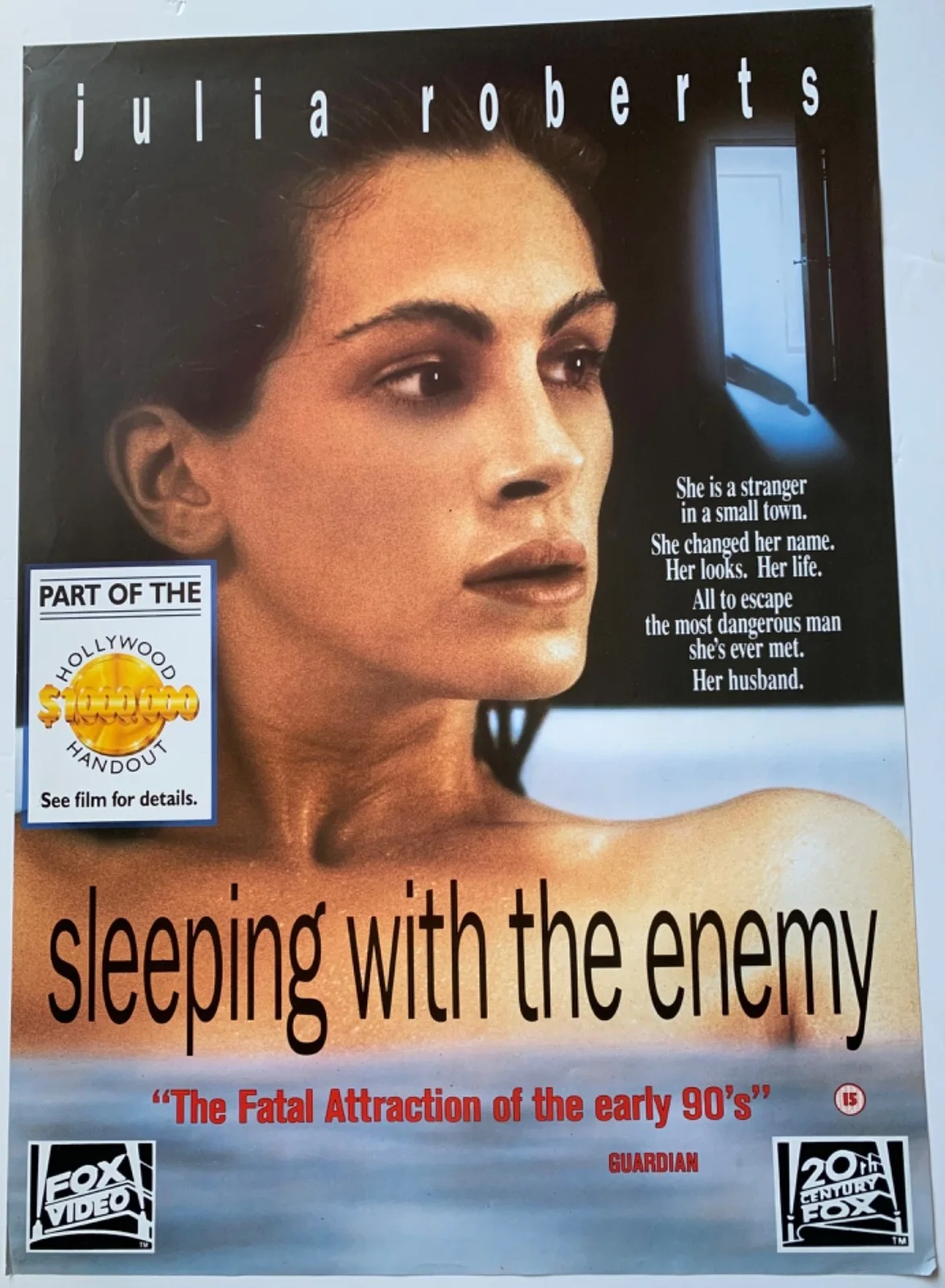 SLEEPING WITH THE ENEMY / VINTAGE VIDEO FILM POSTER 1990’S BRITISH JULIA ROBERTS, изображение 3