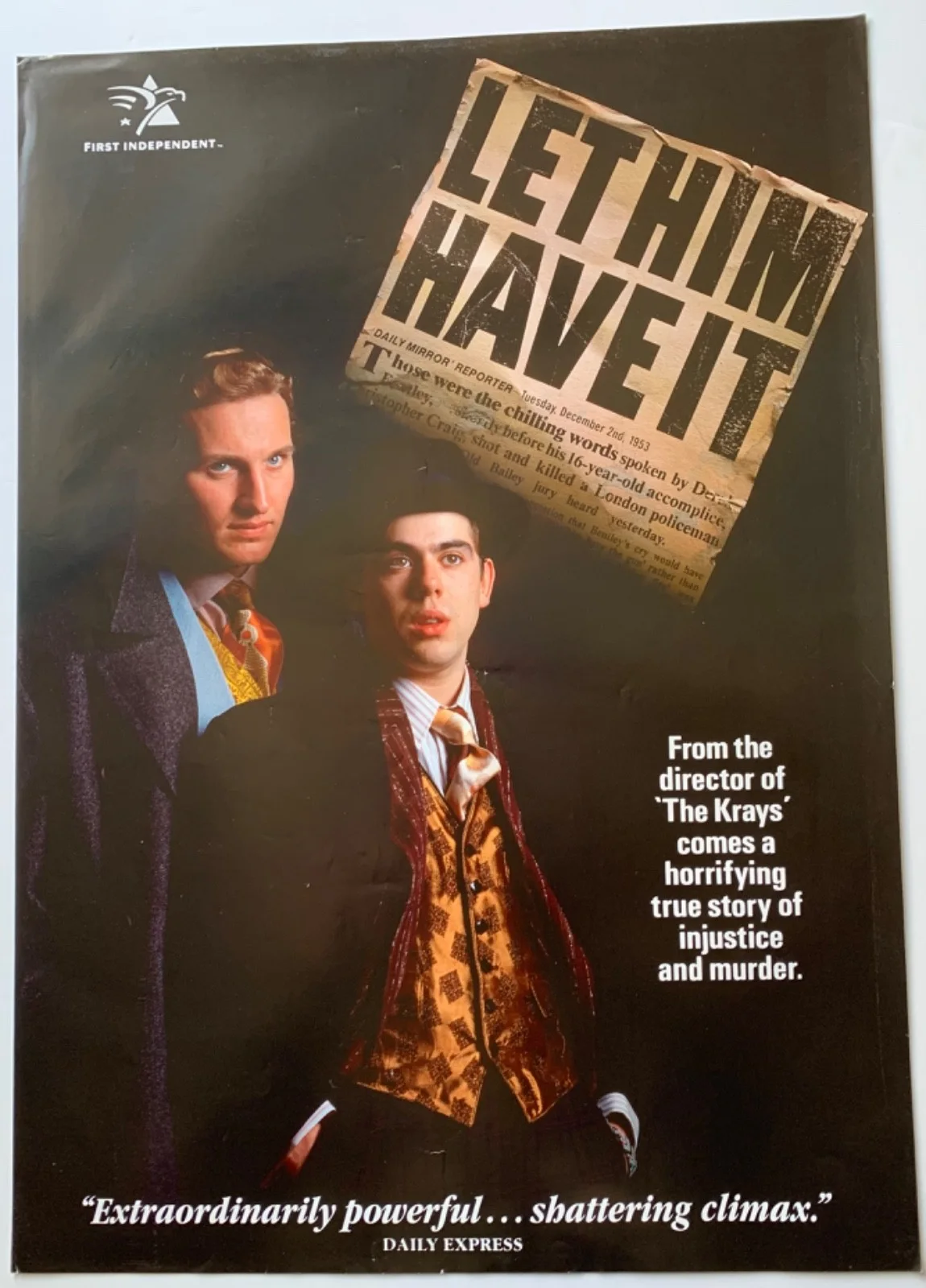 LET HIM HAVE IT / VINTAGE VIDEO FILM POSTER 1990’S BRITISH CHRISTOPHER ECCLESTON, изображение 3