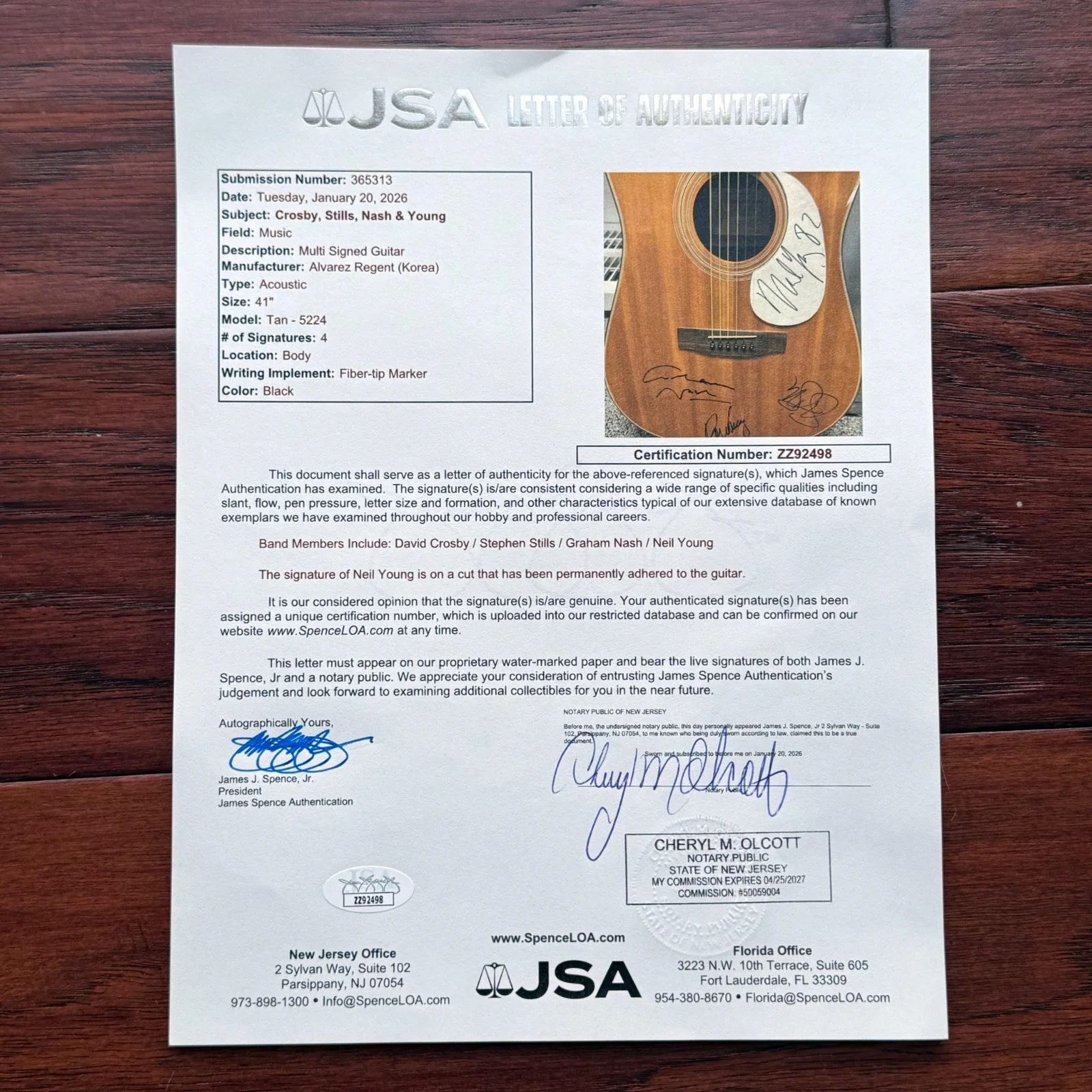 CROSBY STILLS NASH & YOUNG * PSA * Autograph Full GUITAR Signed CSNY Neil David, изображение 3
