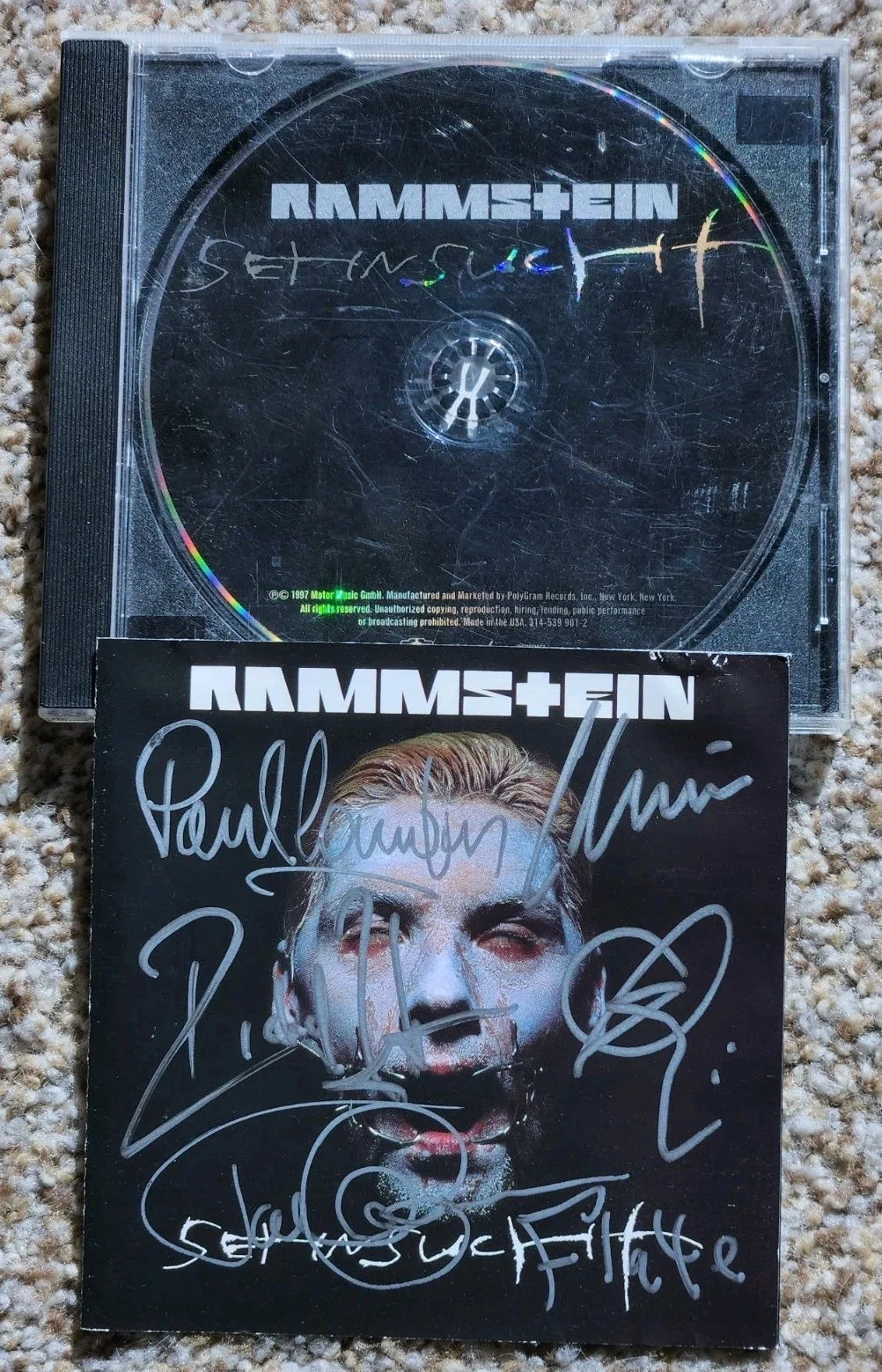 Signed Rammstein CD Senchust Autographed Full Band Rare Album German Metal Used, изображение 2