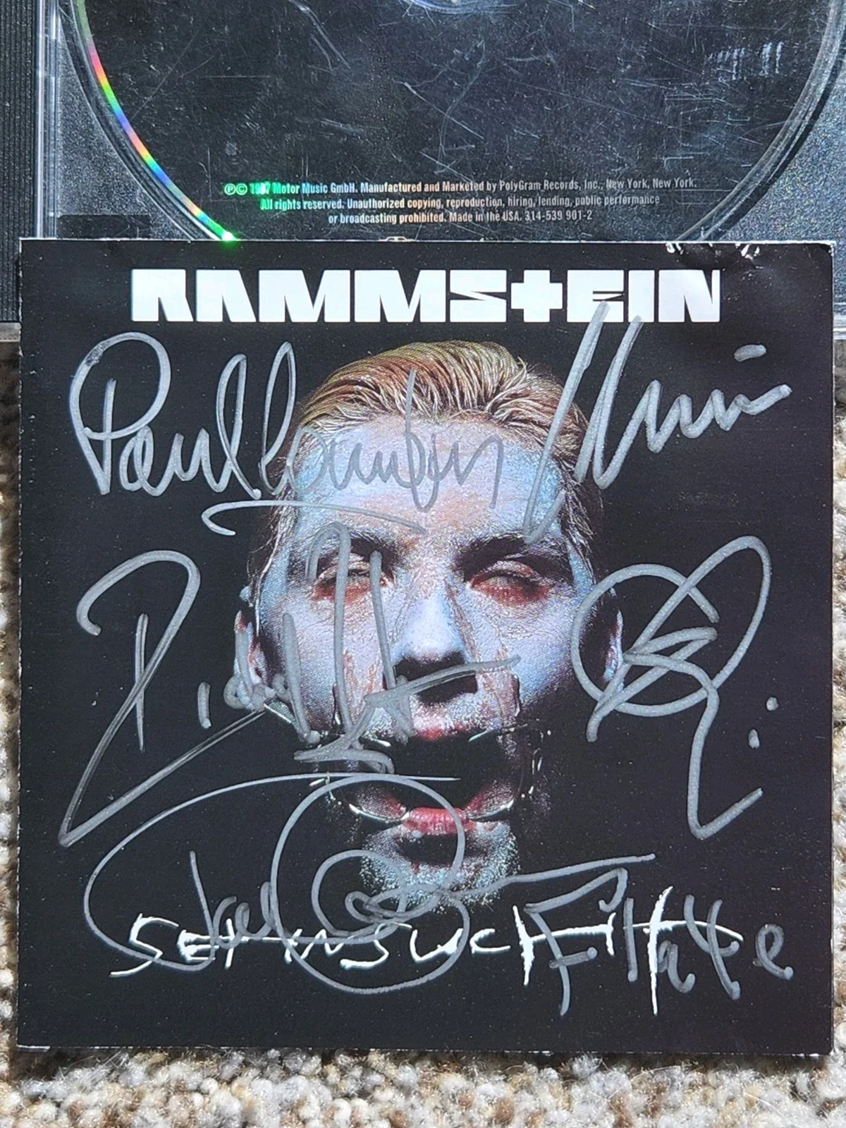 Signed Rammstein CD Senchust Autographed Full Band Rare Album German Metal Used, изображение 3
